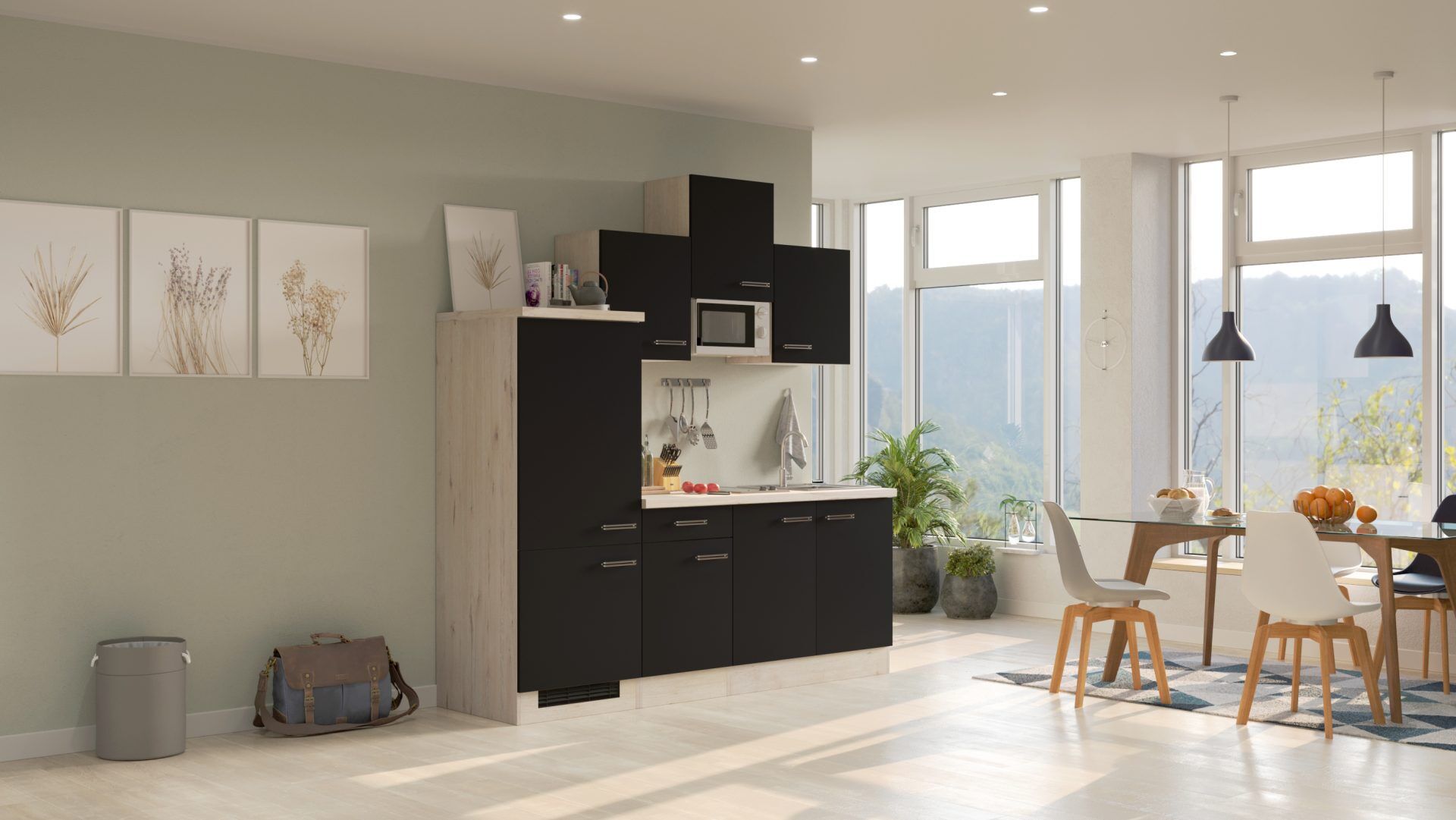 Singleküche ELVA 210 cm mit E-Geräten