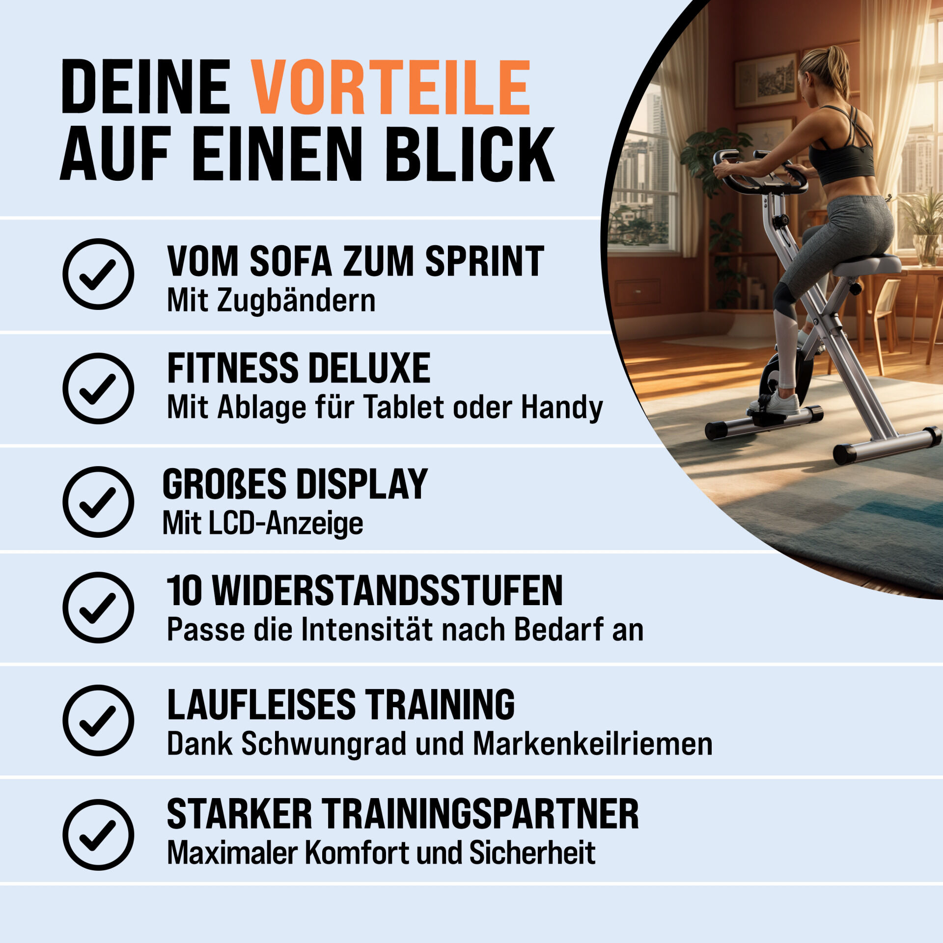Heimtrainer Fahrrad Eagle2 71x44x110cm klappbar