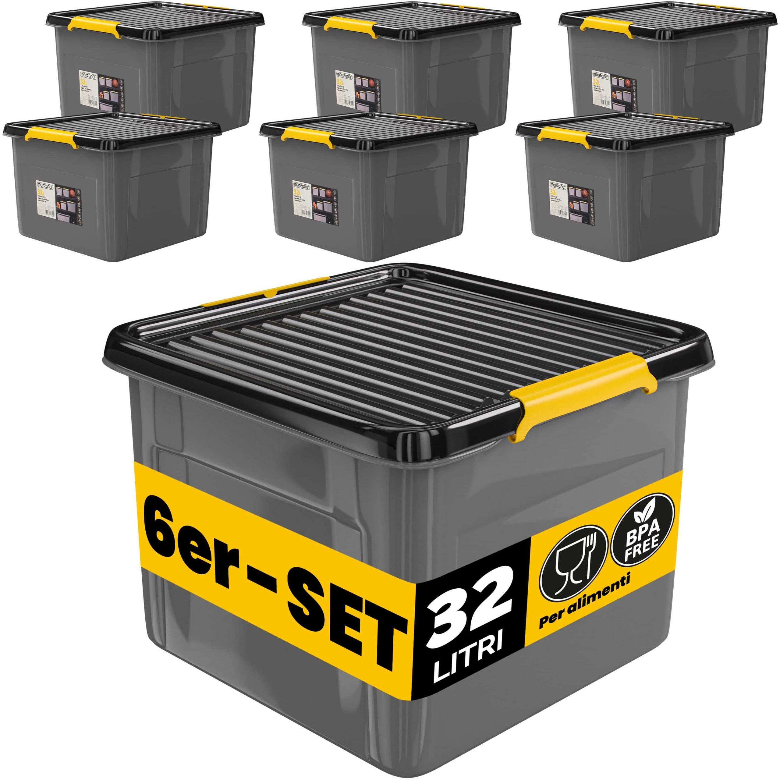 Aufbewahrungsbox 6er-Set Grau/Anthrazit 39x39x26cm stapelbar