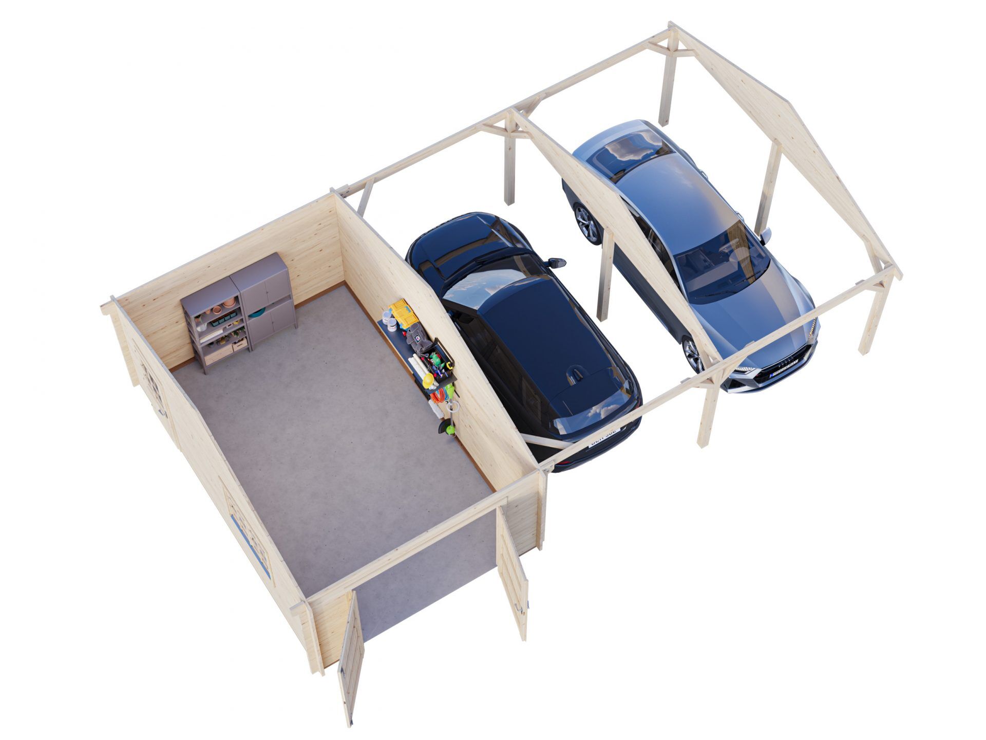 Palmako Holzgarage Roger 19,0+33,2 m2 mit Holztor