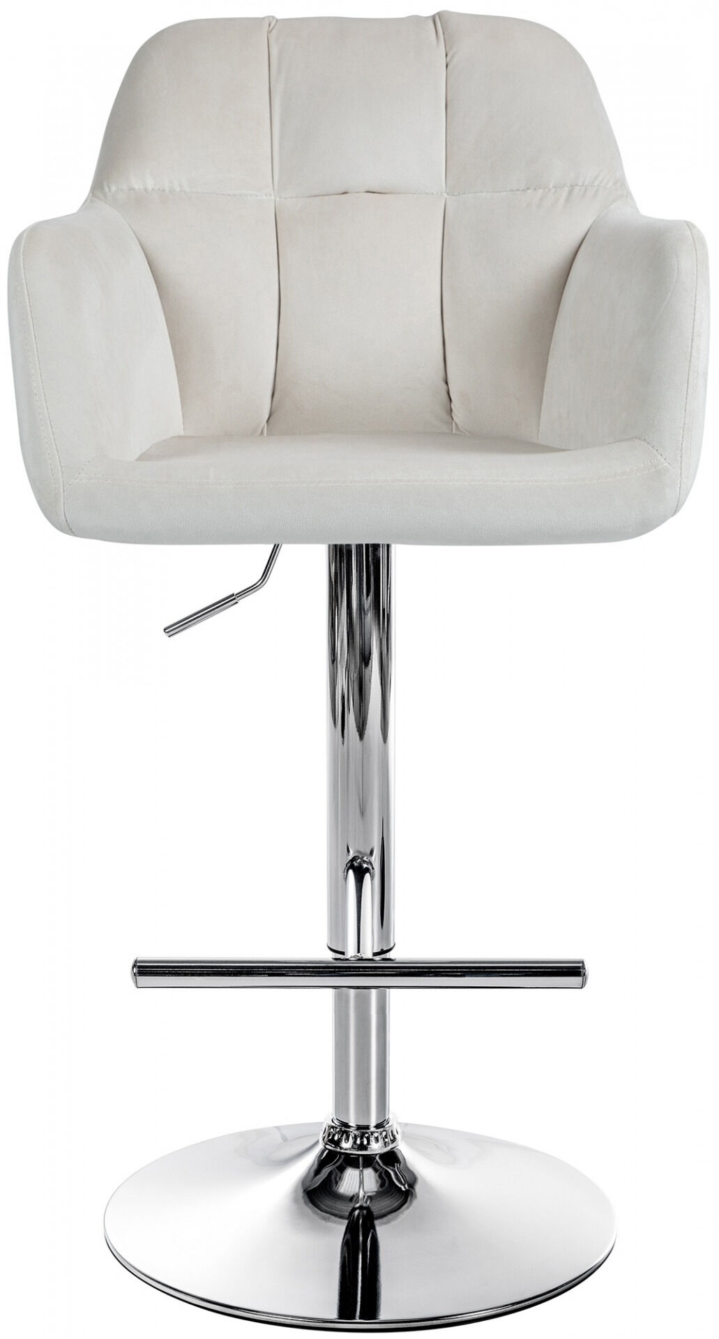 Barhocker Natoma Samt chrom, creme