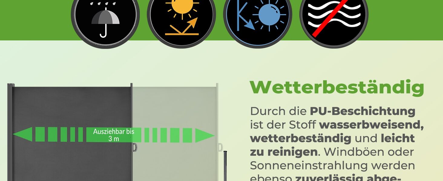 Seitenmarkise Nosara Anthrazit 160x300cm ausziehbar