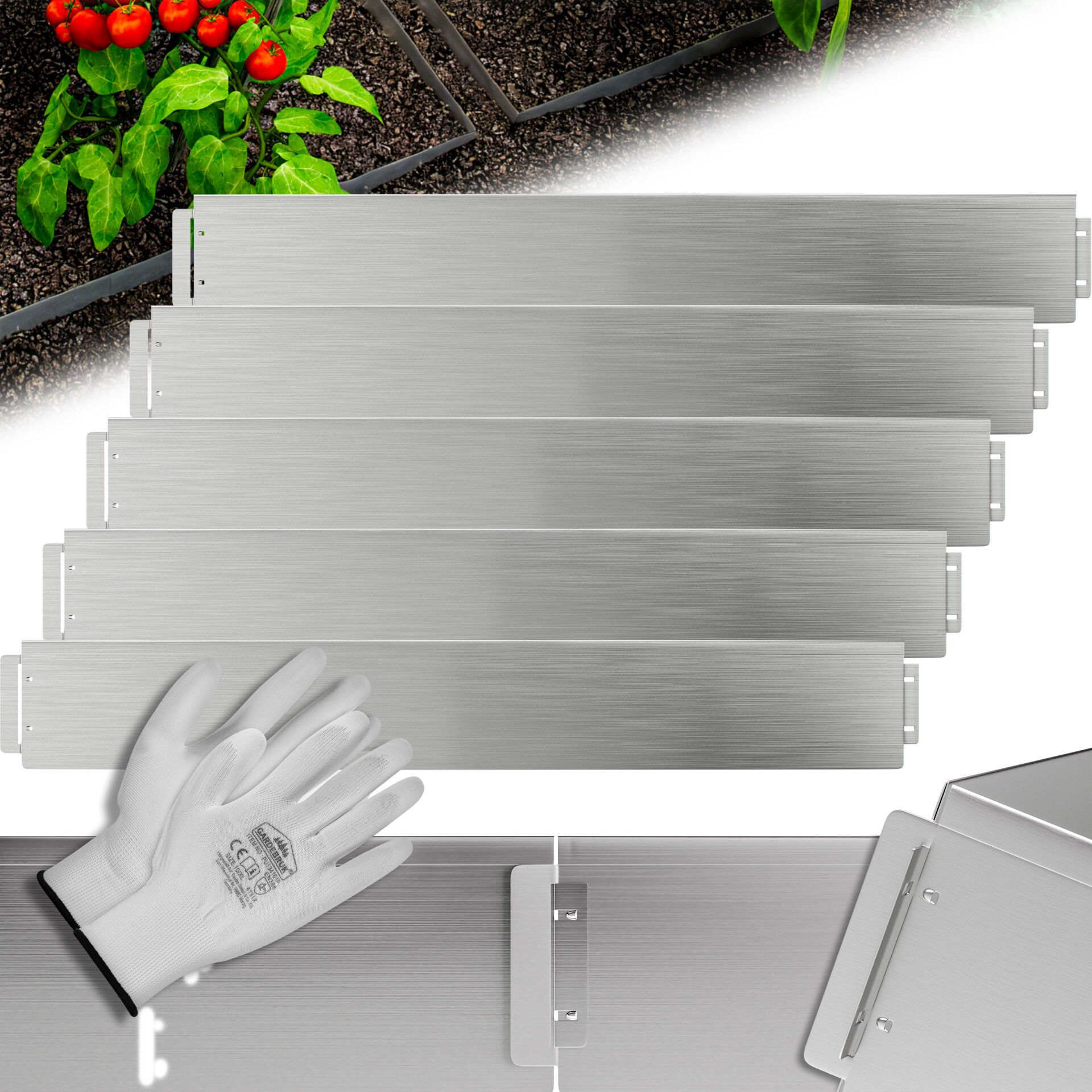 Beeteinfassung 5er-Set Silber Metall 5mx14cm