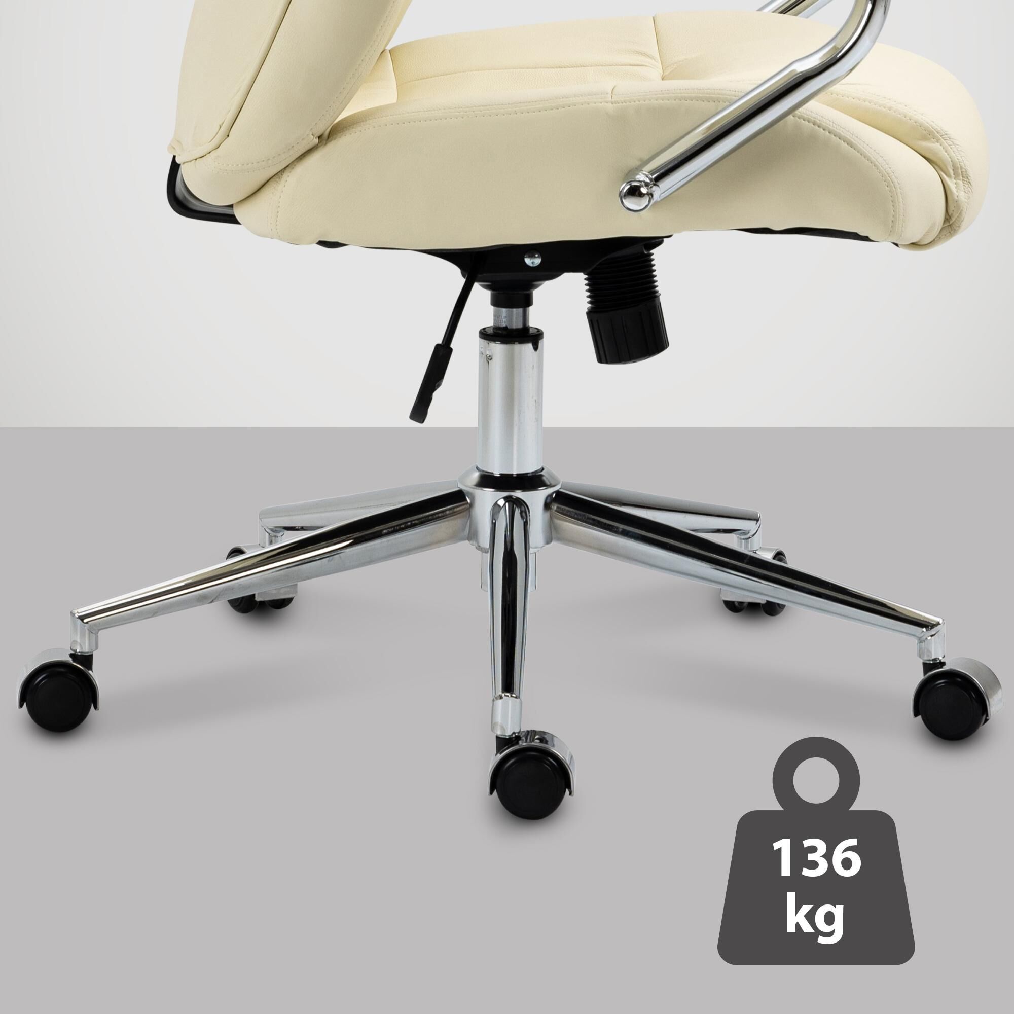 Bürostuhl Salford Echtleder, creme