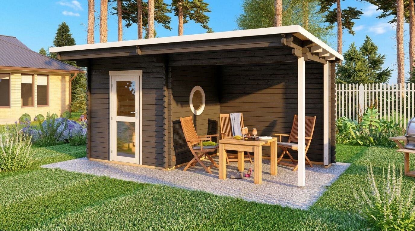 Saunahaus Trontheim 2 Plus – 510 x 240cm mit Überdachung
