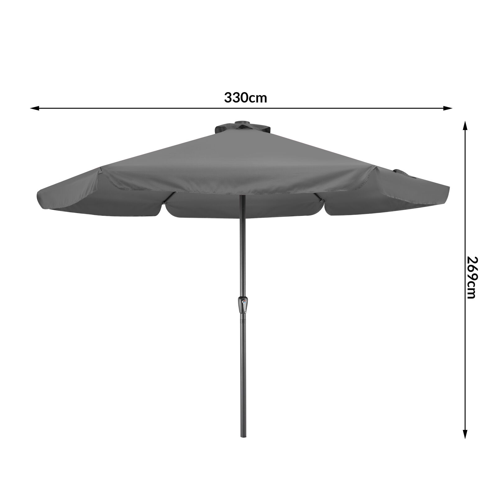 LED Solar Sonnenschirm Athen Anthrazit Ø330cm UV-Schutz 80+