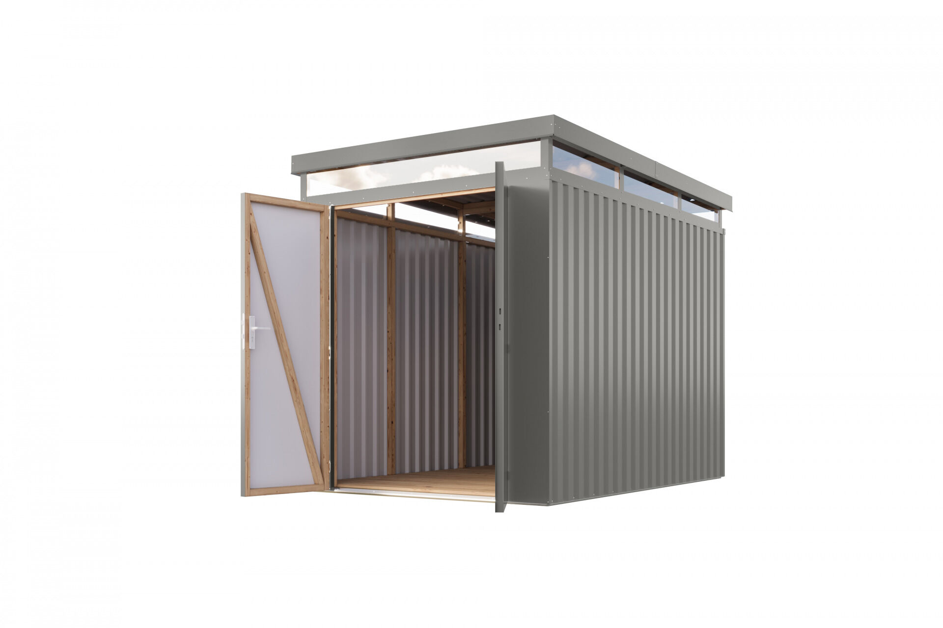 Karibu Flachdach Metall Gartenhaus Aurum 2,5, graualuminium