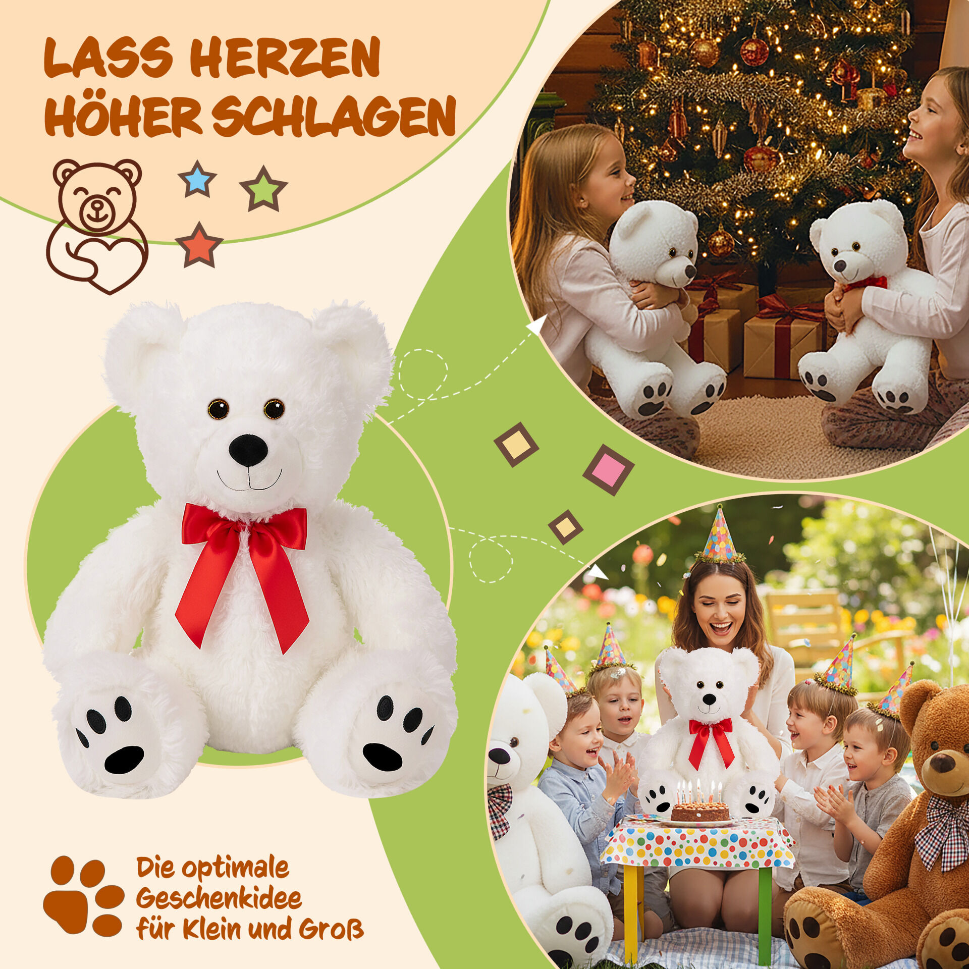 Plüschtier Teddybär L Weiß 50cm