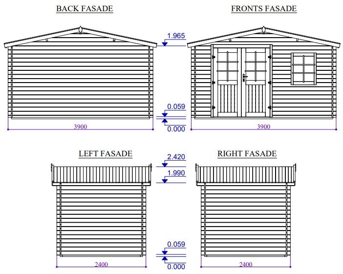 Gartenhaus Schweden 21 – 28 mm Blockbohlen Gartenhaus mit Doppeltür