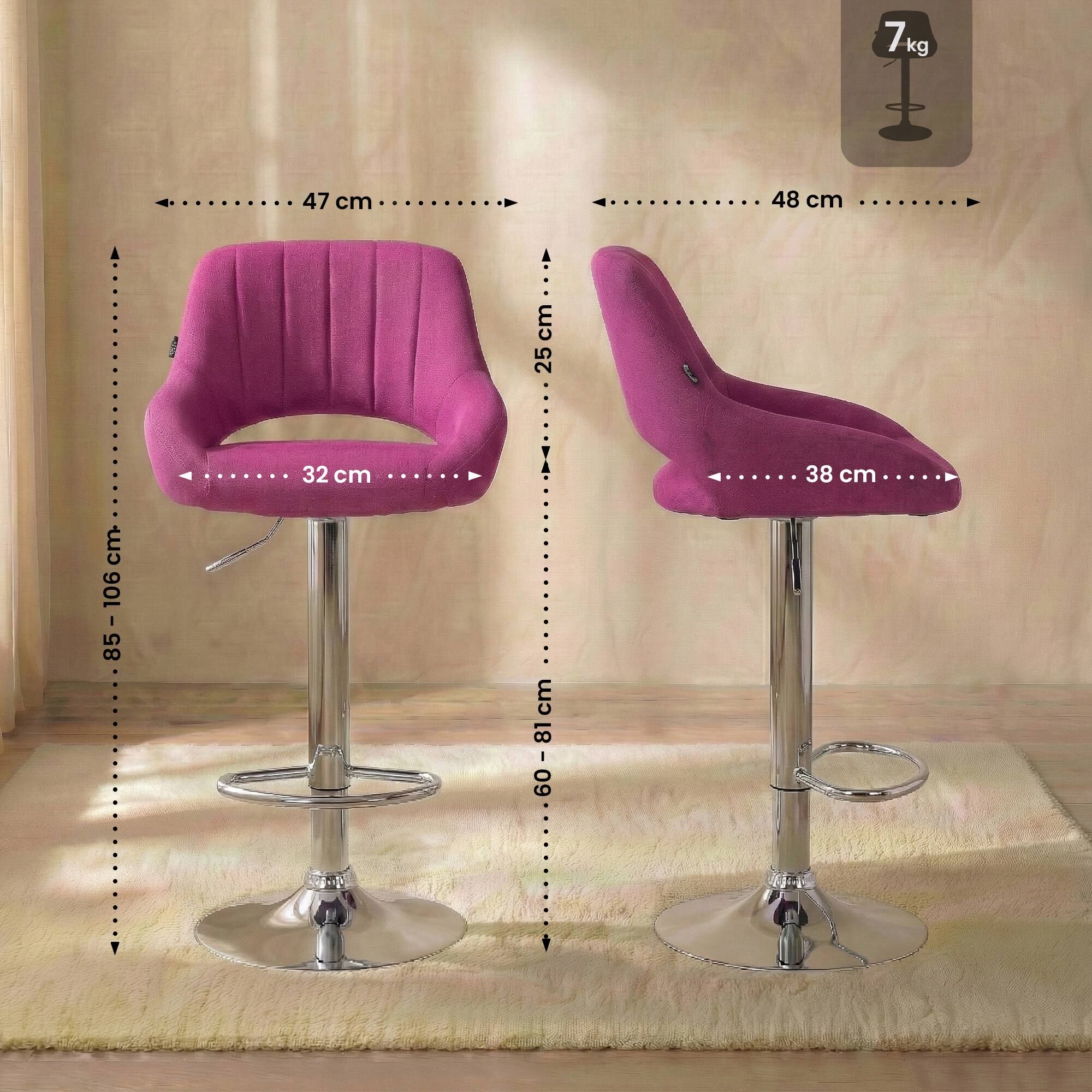 Barhocker Milet Stoff chrom, lila