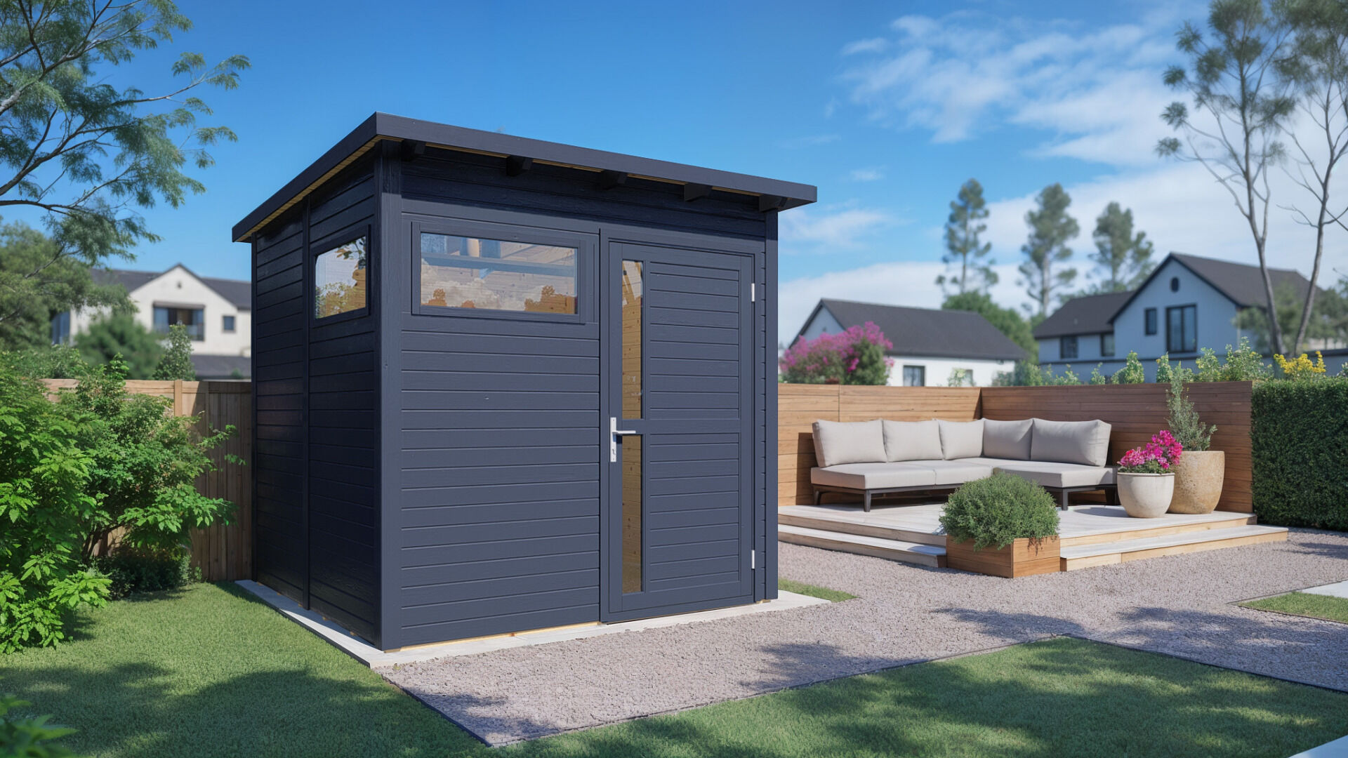 Gartenhaus Holz Bertilo Pentus 2 inkl. Fußboden 226 x 234 cm anthrazit