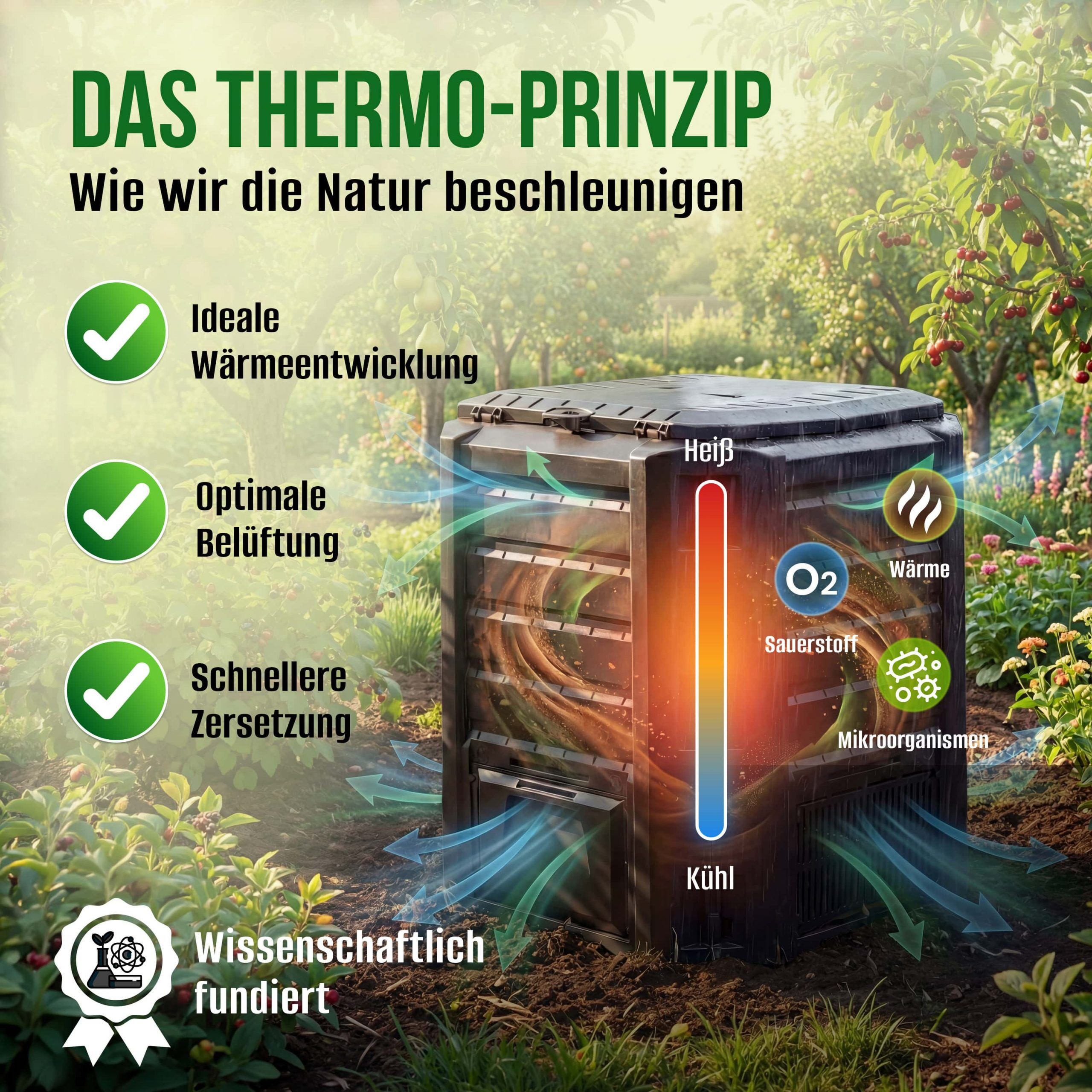 Komposter Schwarz 1600L 261x72x83cm