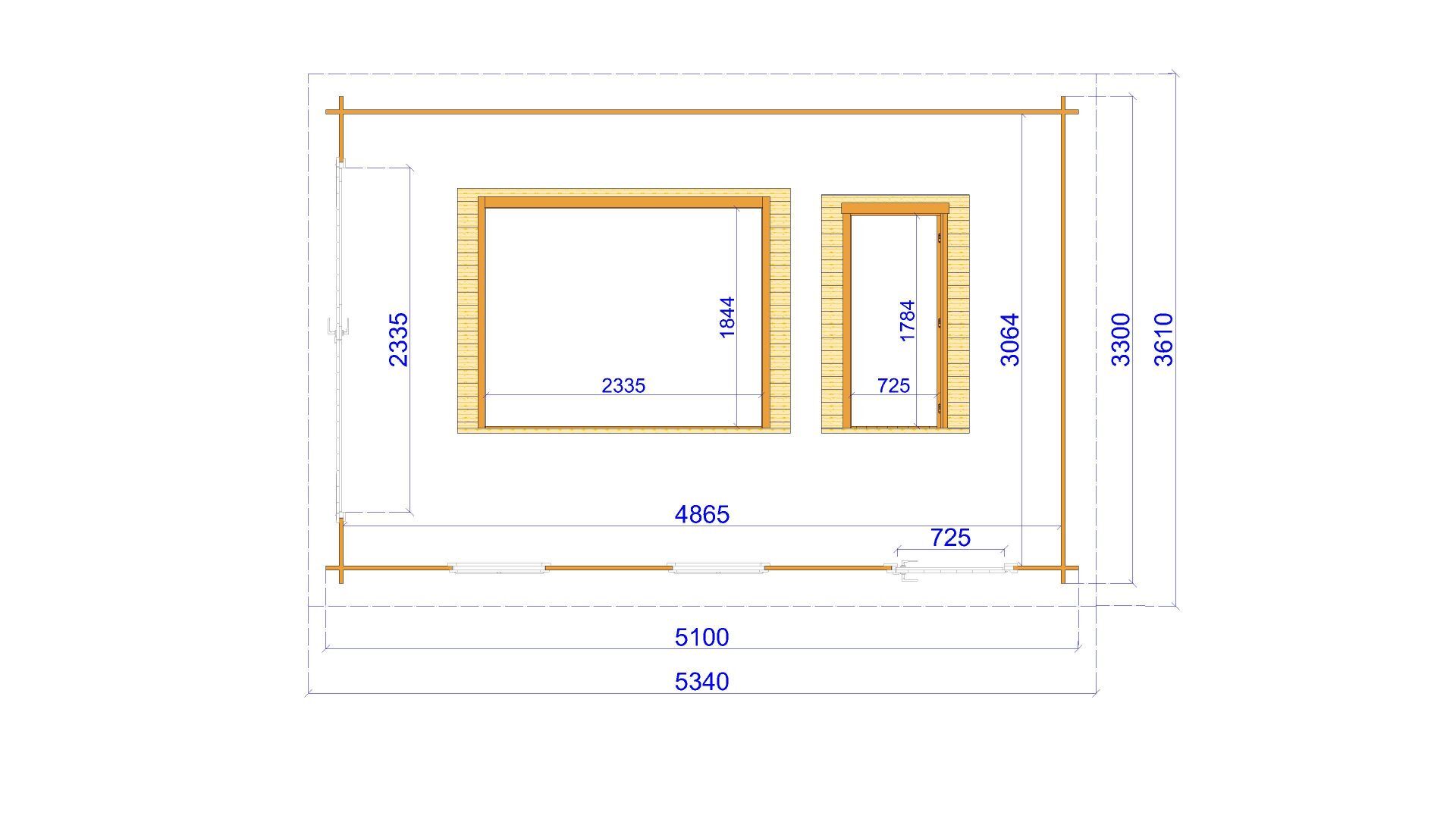 Flachdach Holzgarage Schweden 51 – 28 mm Blockbohlen Garage mit Seitentür & Doppeltor