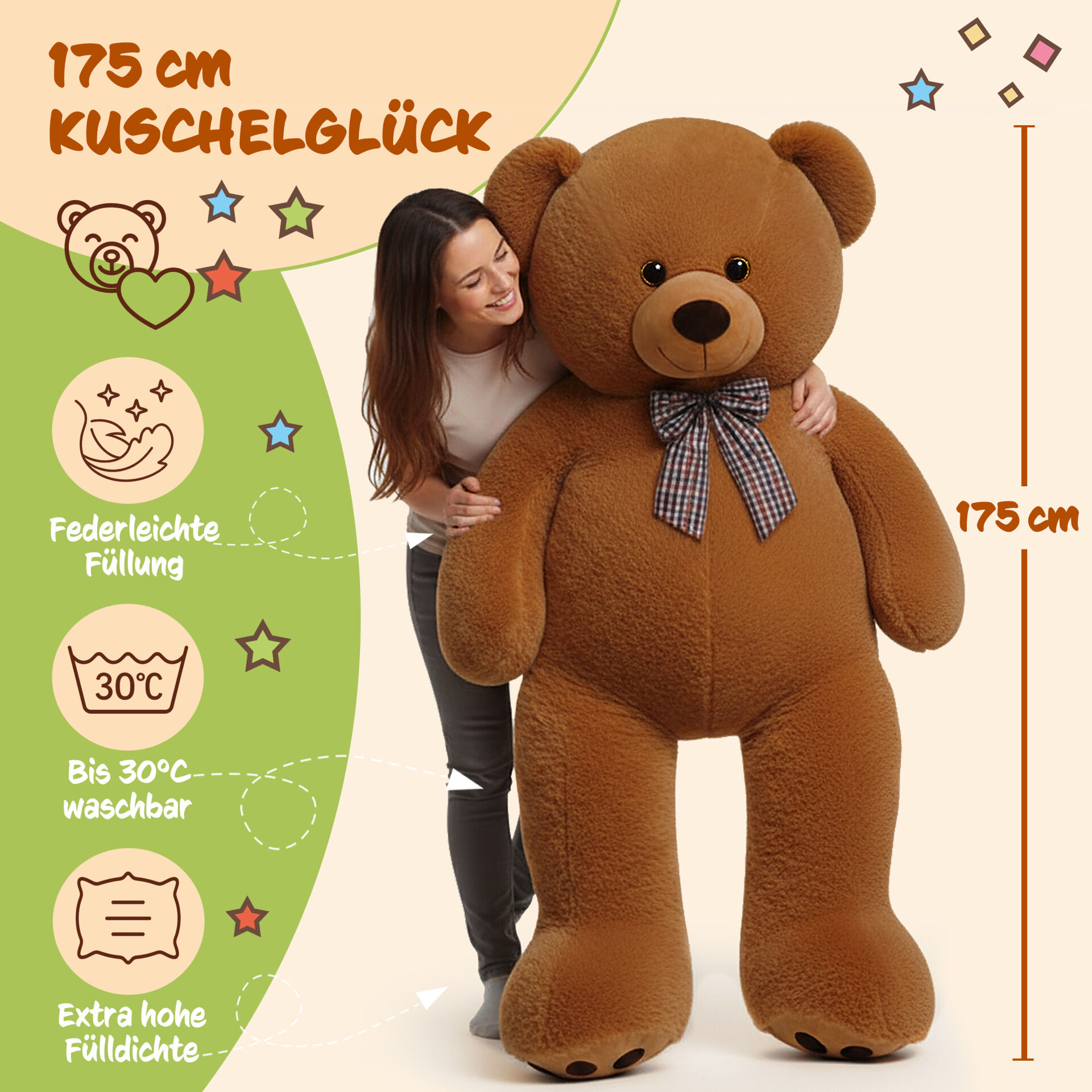 Plüschtier Teddybär XXXL Braun 175cm
