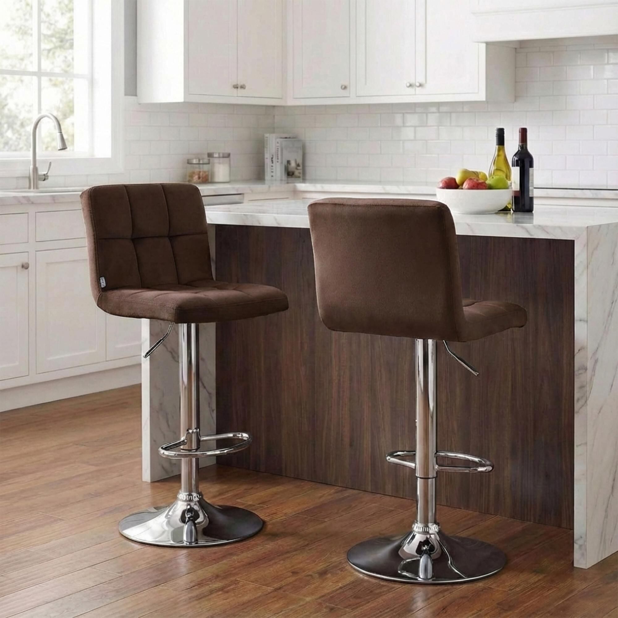 Barhocker Peru Samt chrom, braun