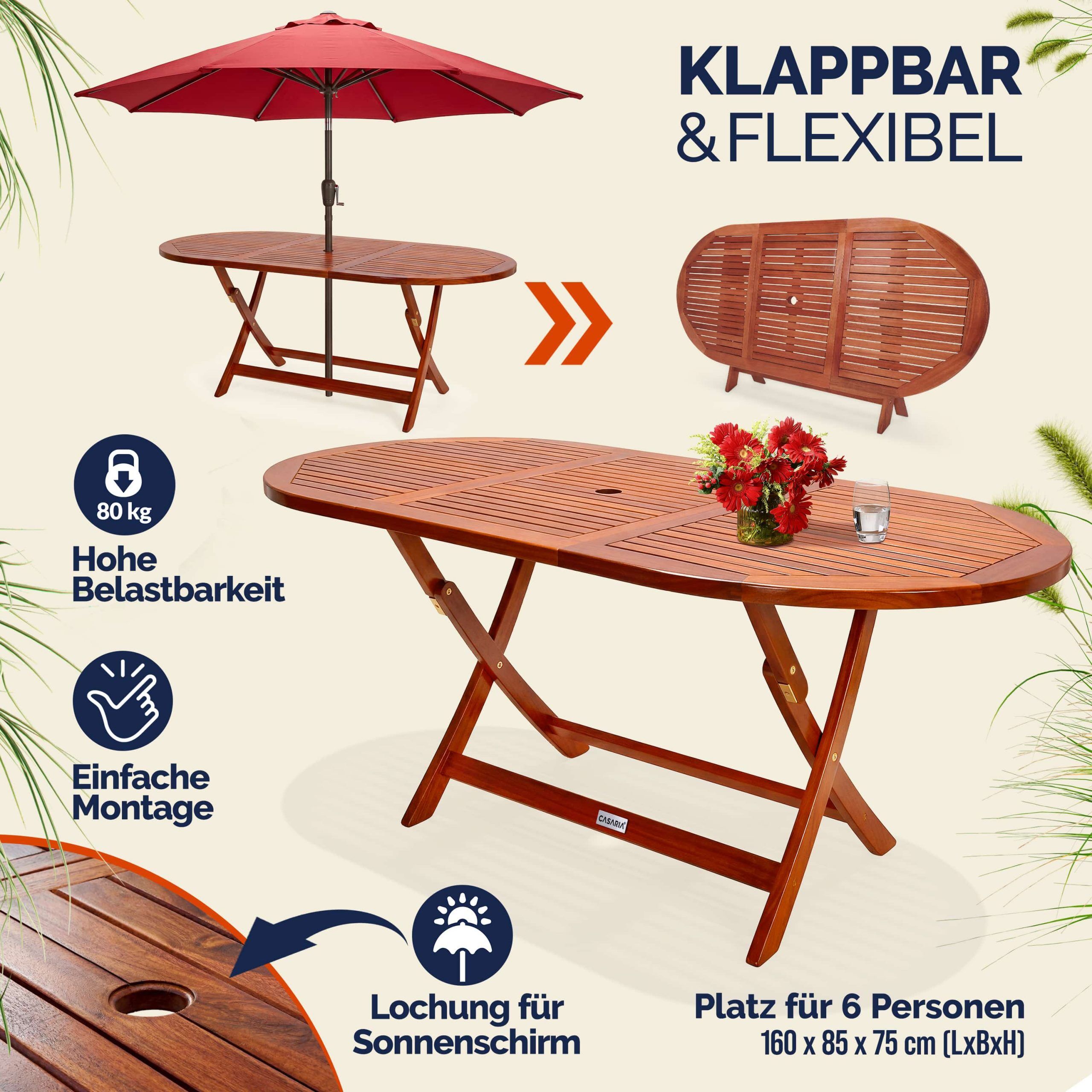 Gartentisch Alabama Akazienholz FSC®-zertifiziert 160x85x75cm