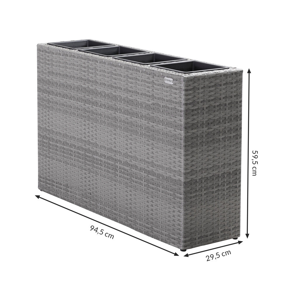 Polyrattan Blumentopf Grau 95x27x60cm