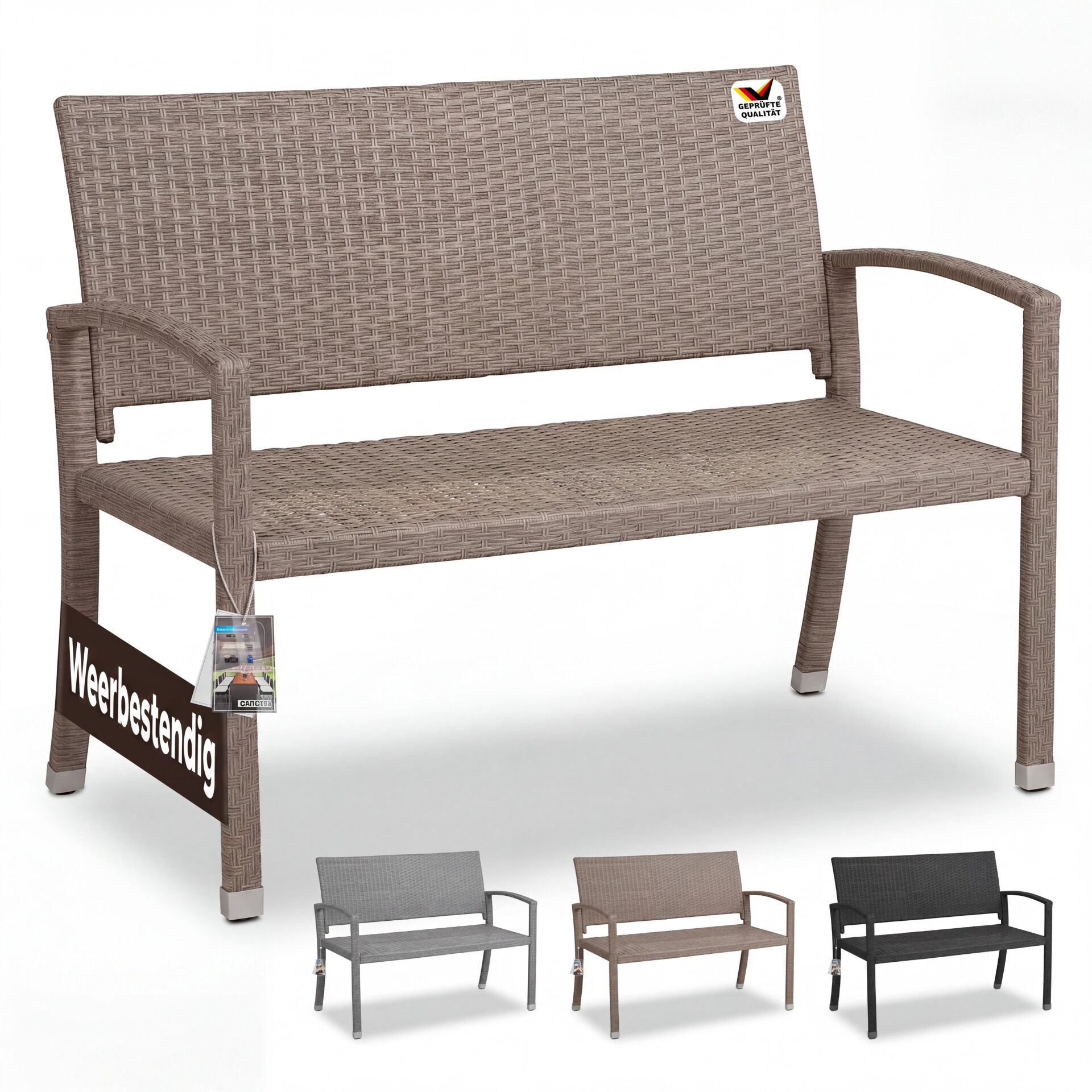 Polyrattan Gartenbank Creme-Beige 122x58x87cm
