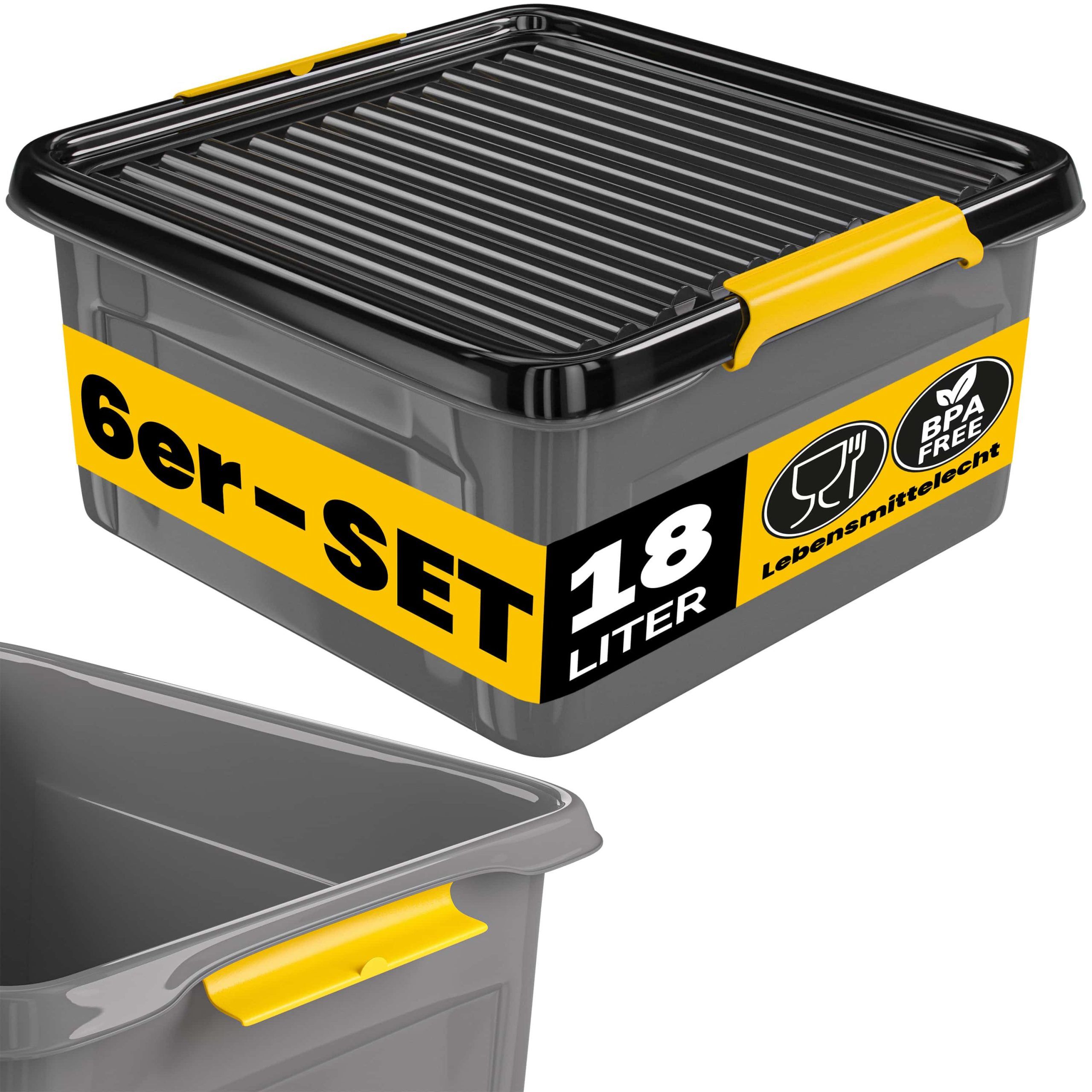 Aufbewahrungsbox 6er-Set Grau/Anthrazit 39x39x16cm stapelbar
