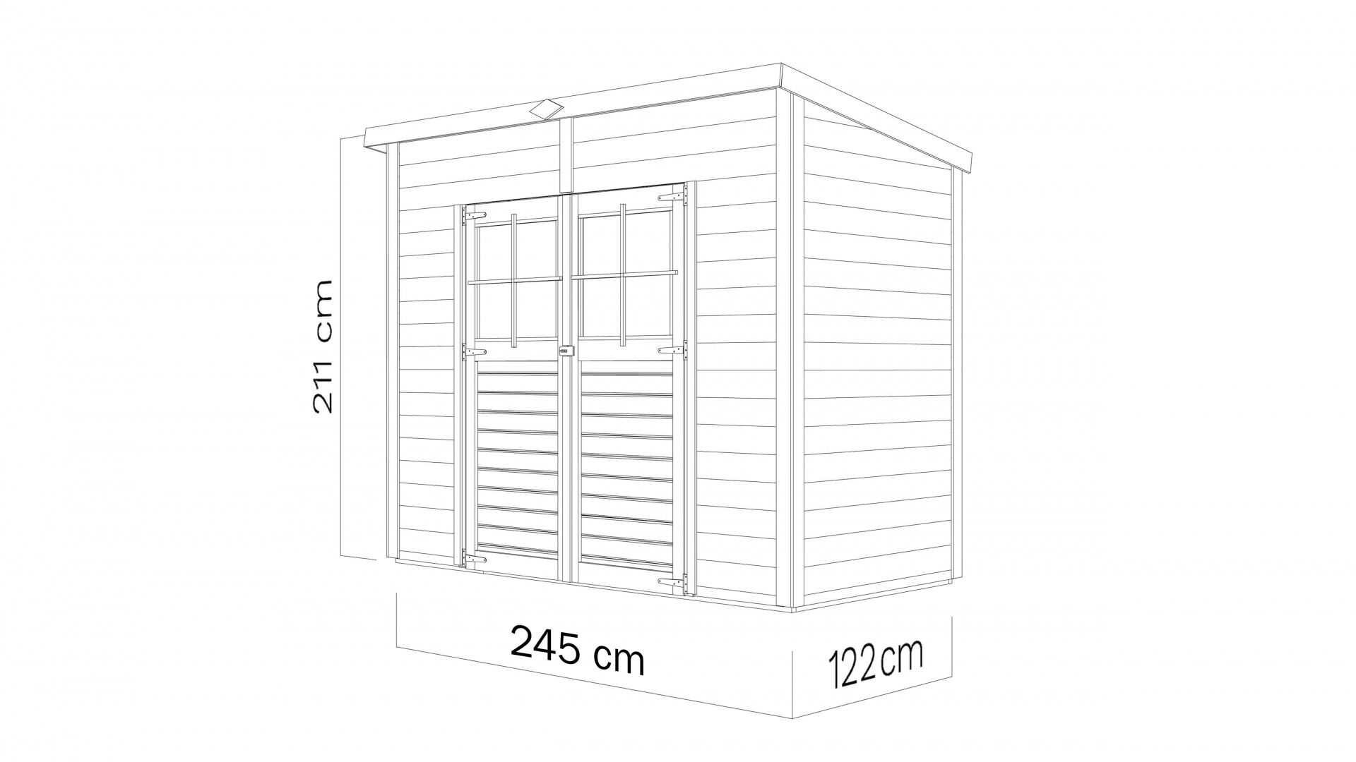 Gartenhaus Alster 2 naturbelassen 244 x 121 cm