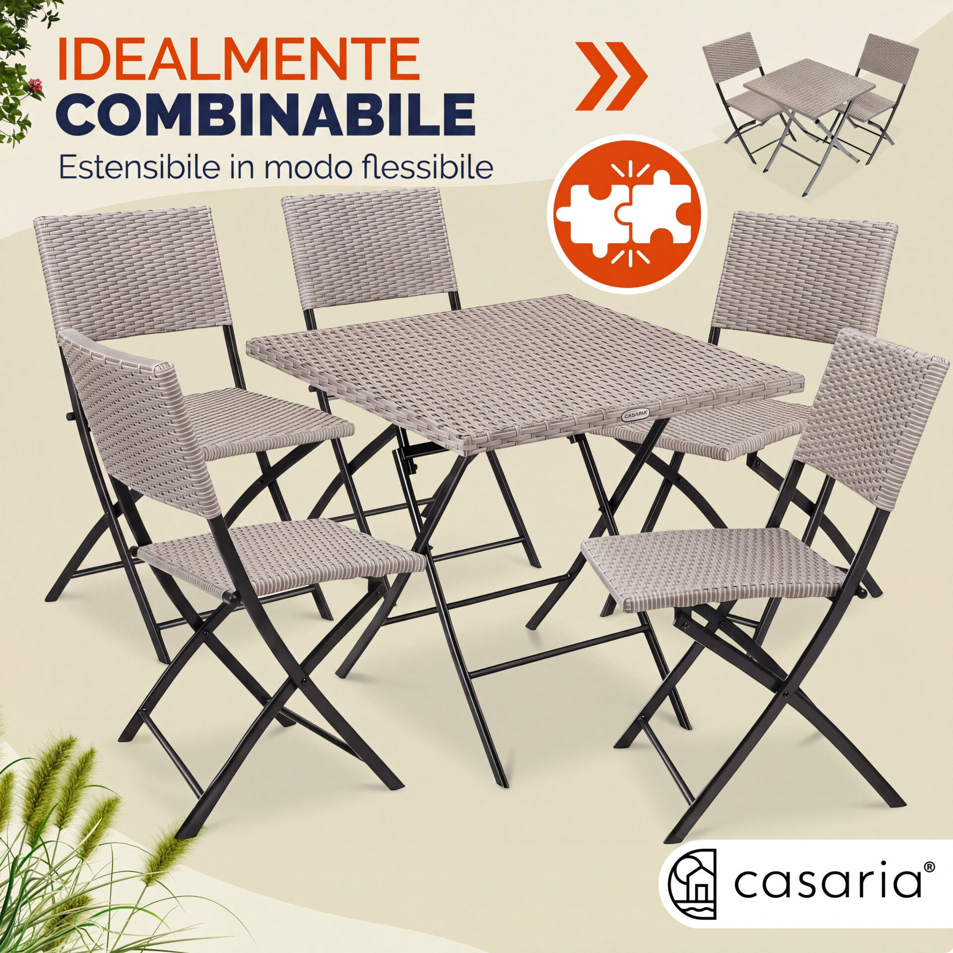 Polyrattan Klapptisch Rom Creme 75x65x65cm