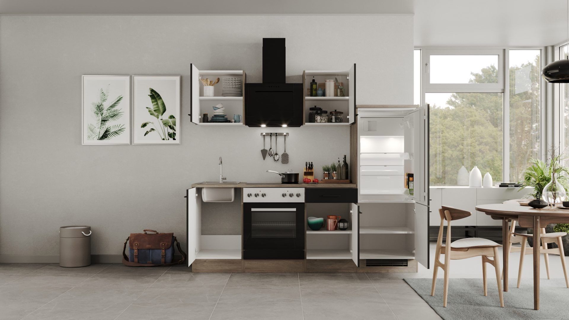 Küchenzeile Capri 220 cm mit E-Geräten