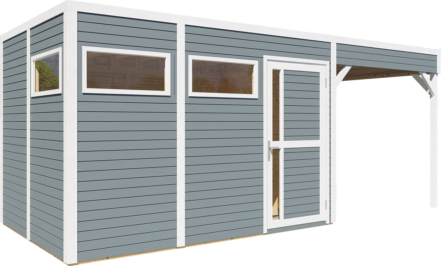 Gartenhaus Cubus 3 Lounge Hellgrau 558 x 234 cm