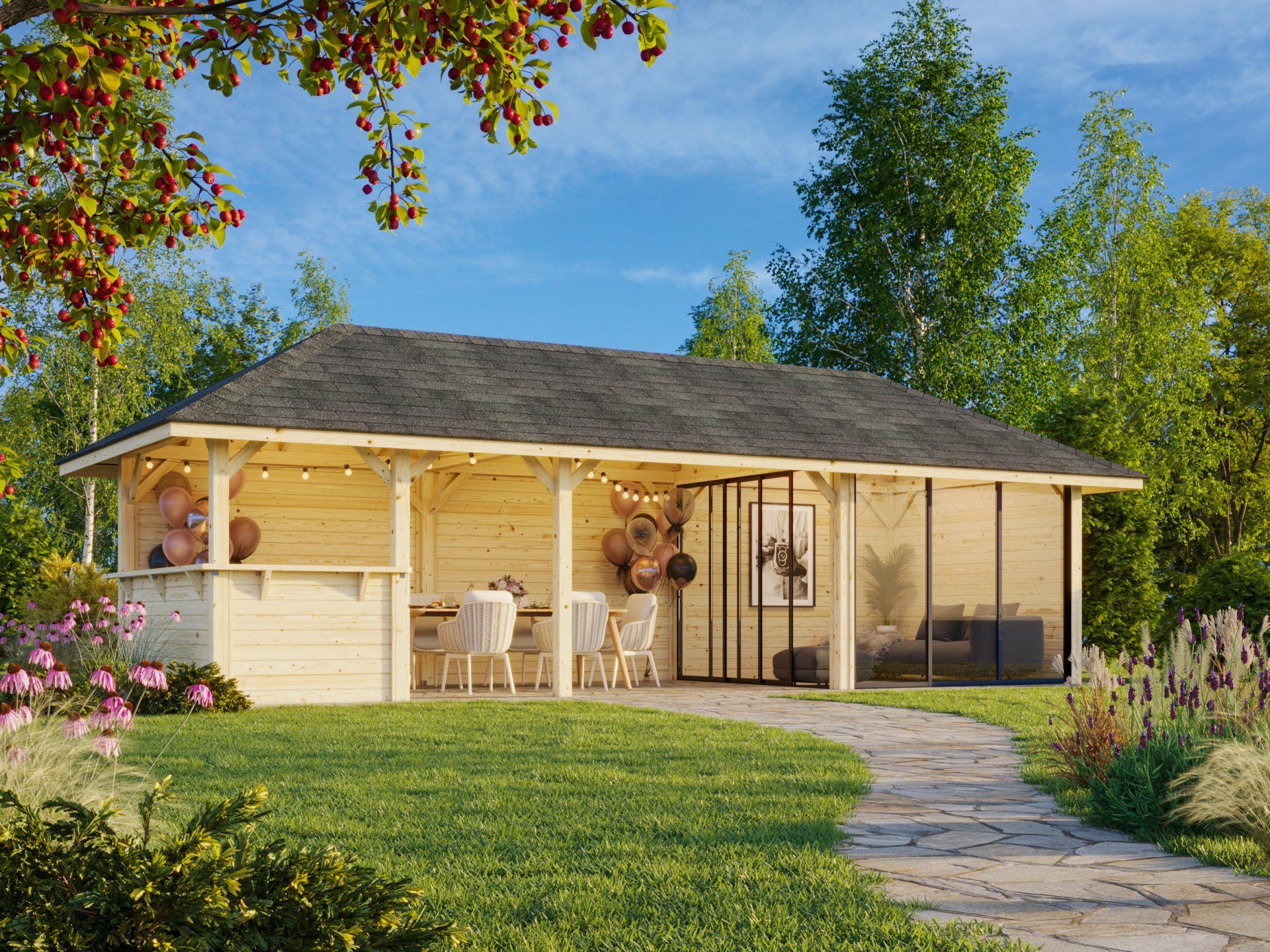 Palmako Pavillon Bianca 24,9 m2 Set 215 Slide