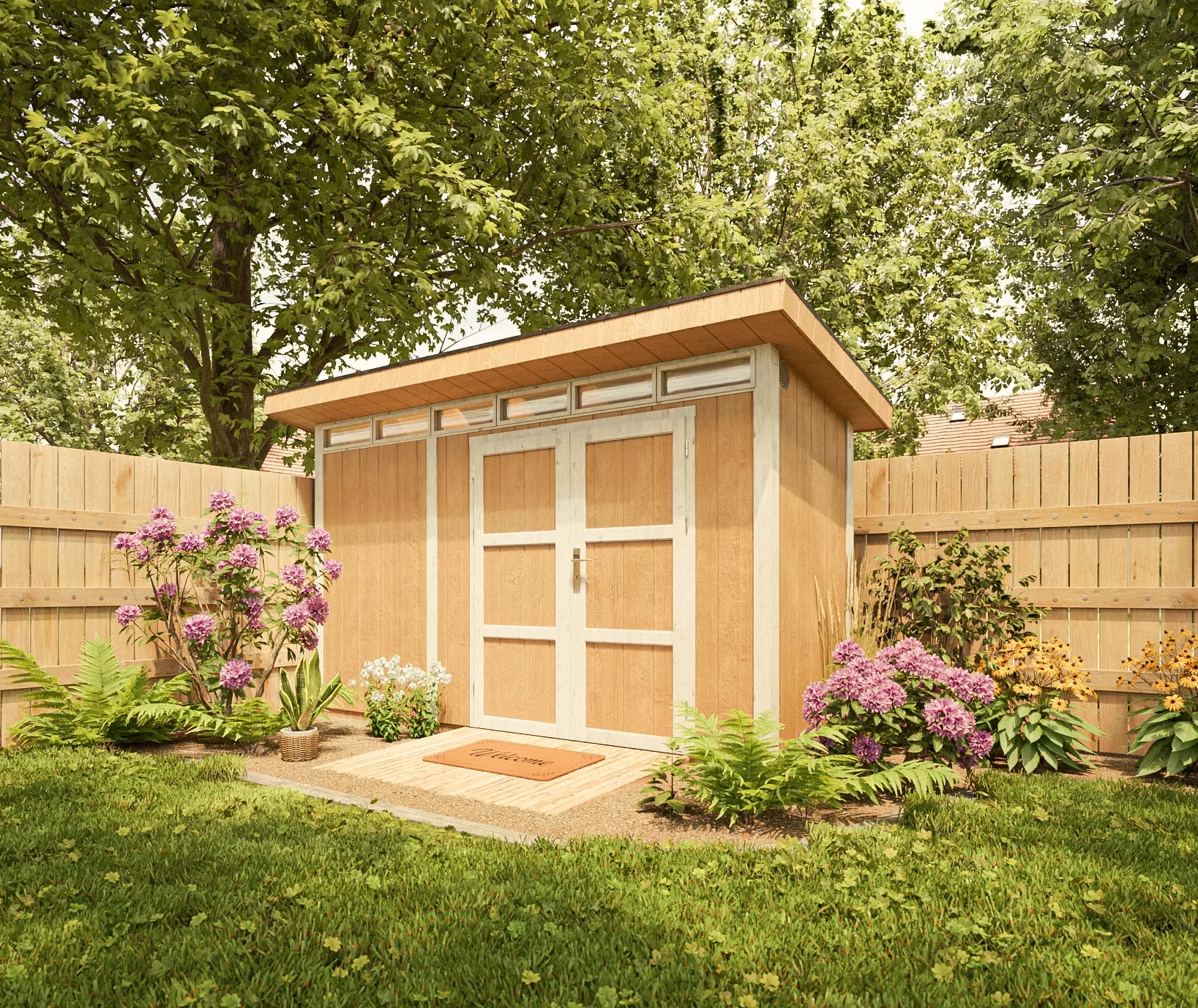 Pultdach Gartenhaus Norge 3 mit LP® SmartSide® M902A – 368 x 118 cm – 4 m2