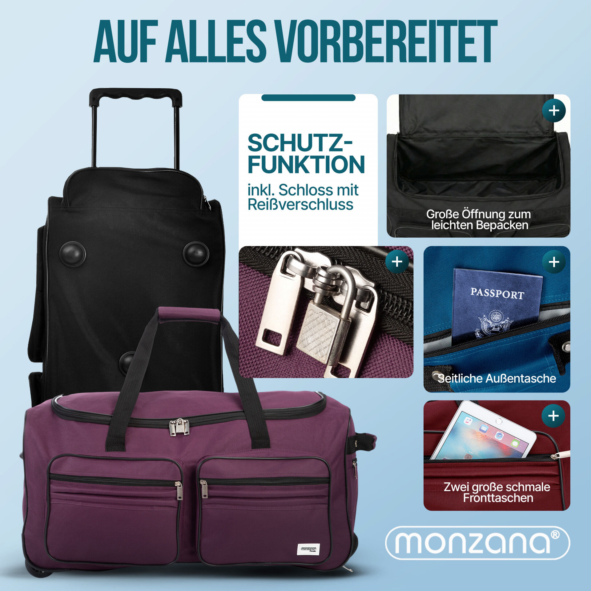 Rollenreisetasche Blau 85L
