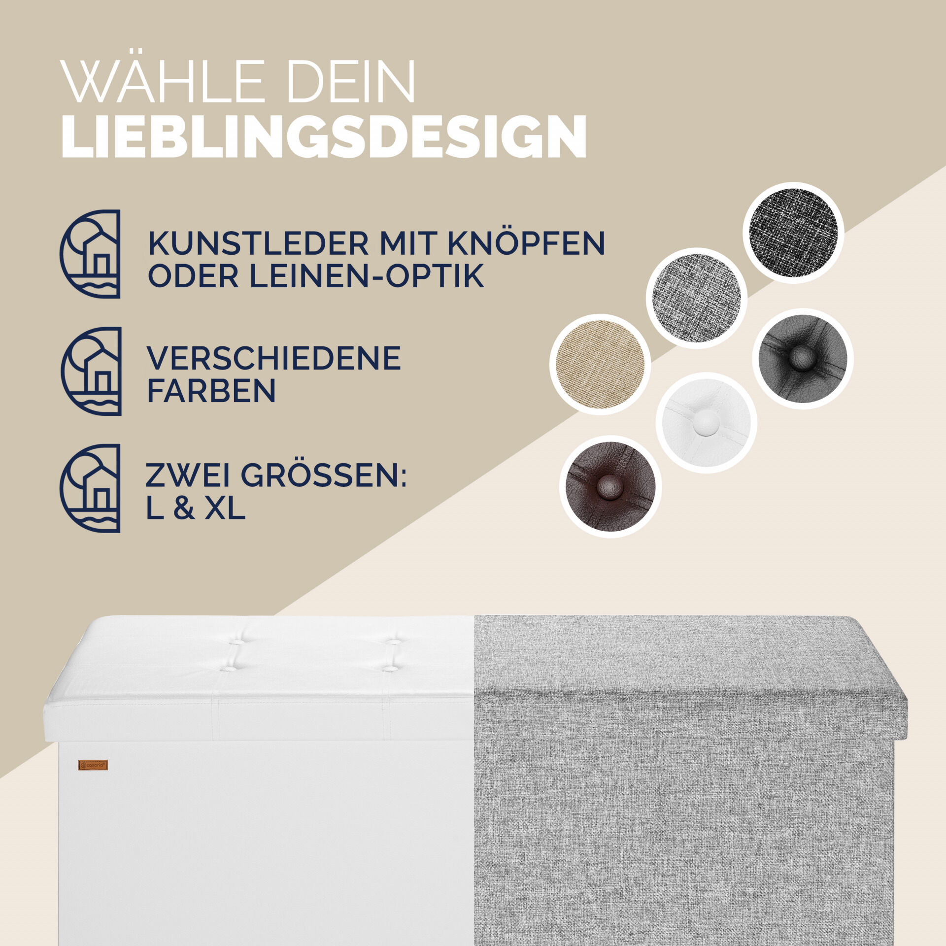 Sitzbank Weiß 115x38x38cm mit Klappdeckel