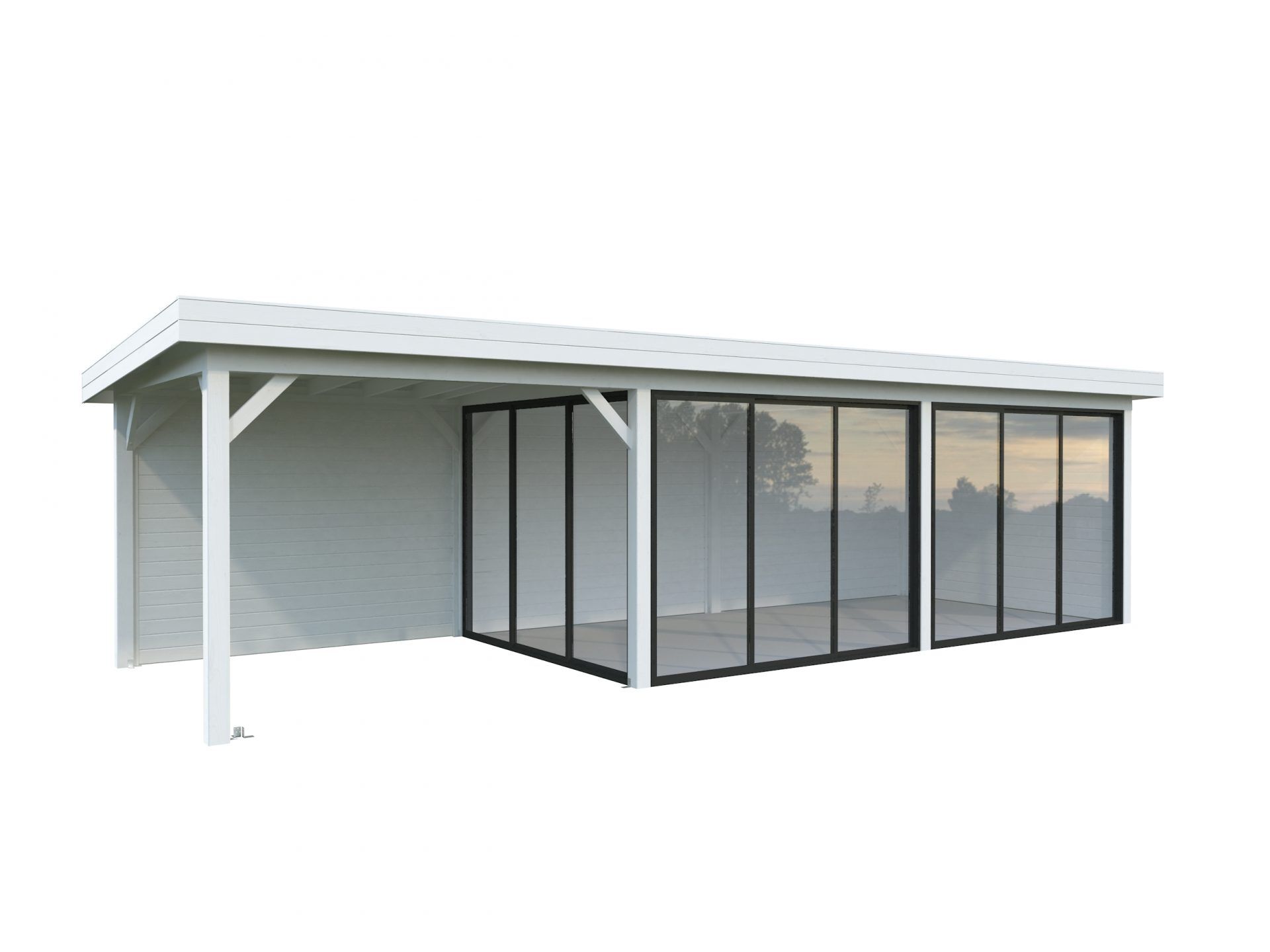 Palmako Flachdach Gartenhaus Lenna 24,9 m² Set 717 Slide Plus