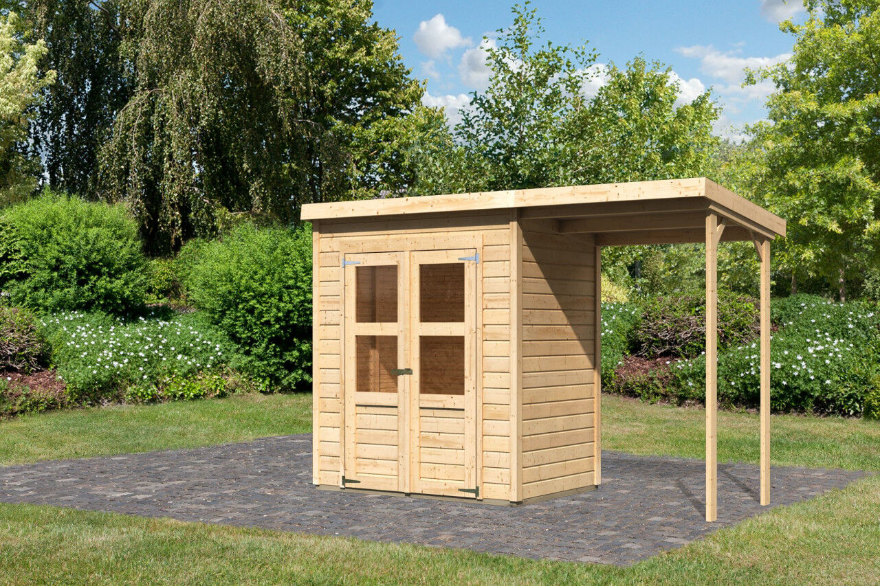 Karibu Pultdach Gartenhaus Merseburg 2 im Set natur