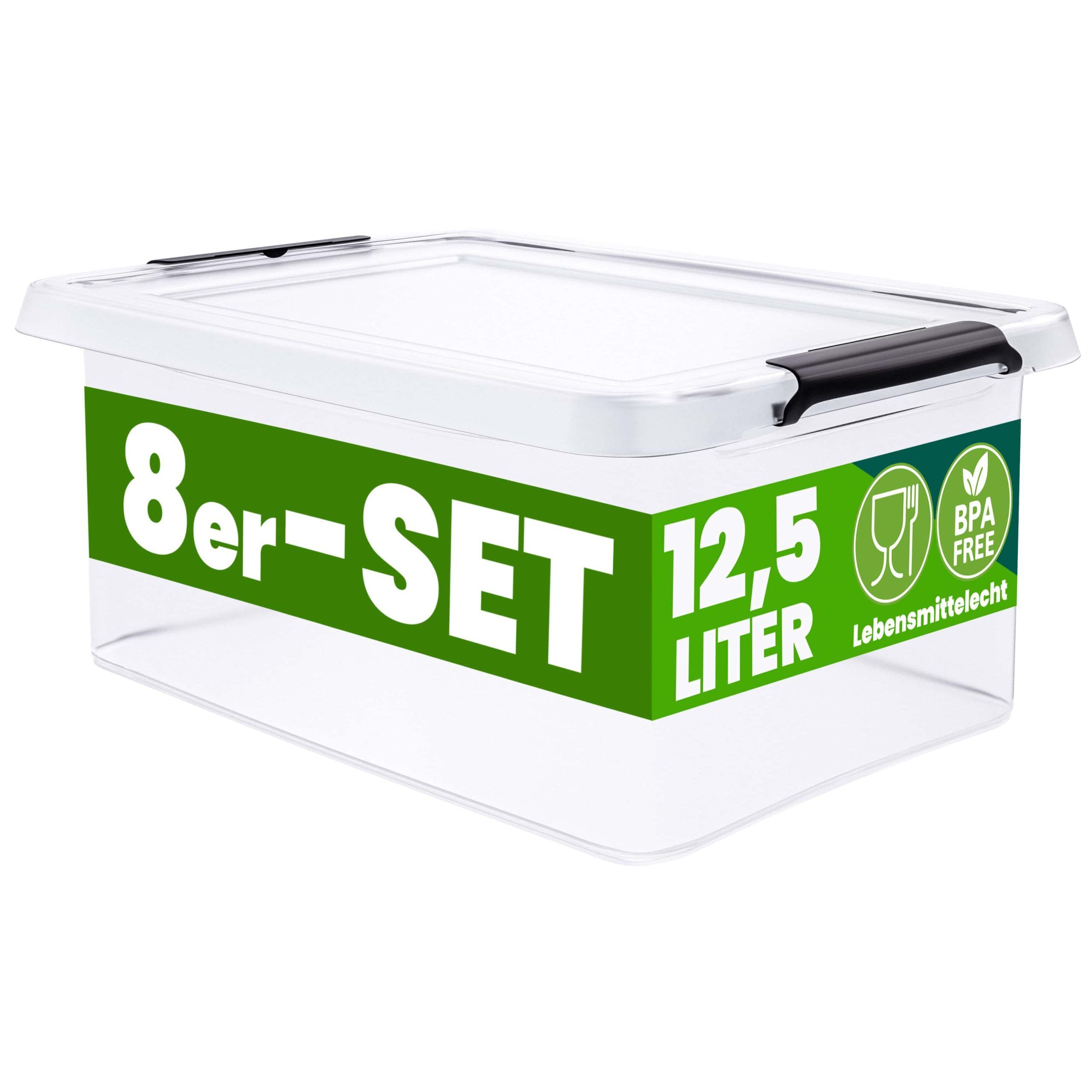 Aufbewahrungsbox 8er-Set 39x29x17cm 12,5L transparent stapelbar BPA-frei