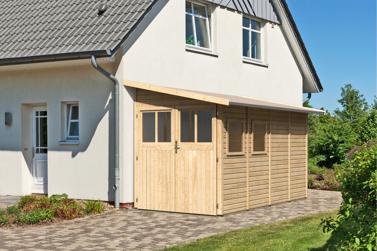 Karibu Pultdach Gartenhaus Wandlitz 4 natur