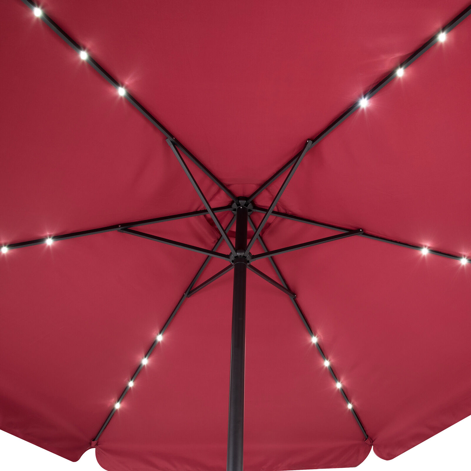 LED Solar Sonnenschirm Athen Rot Ø330cm UV-Schutz 80+