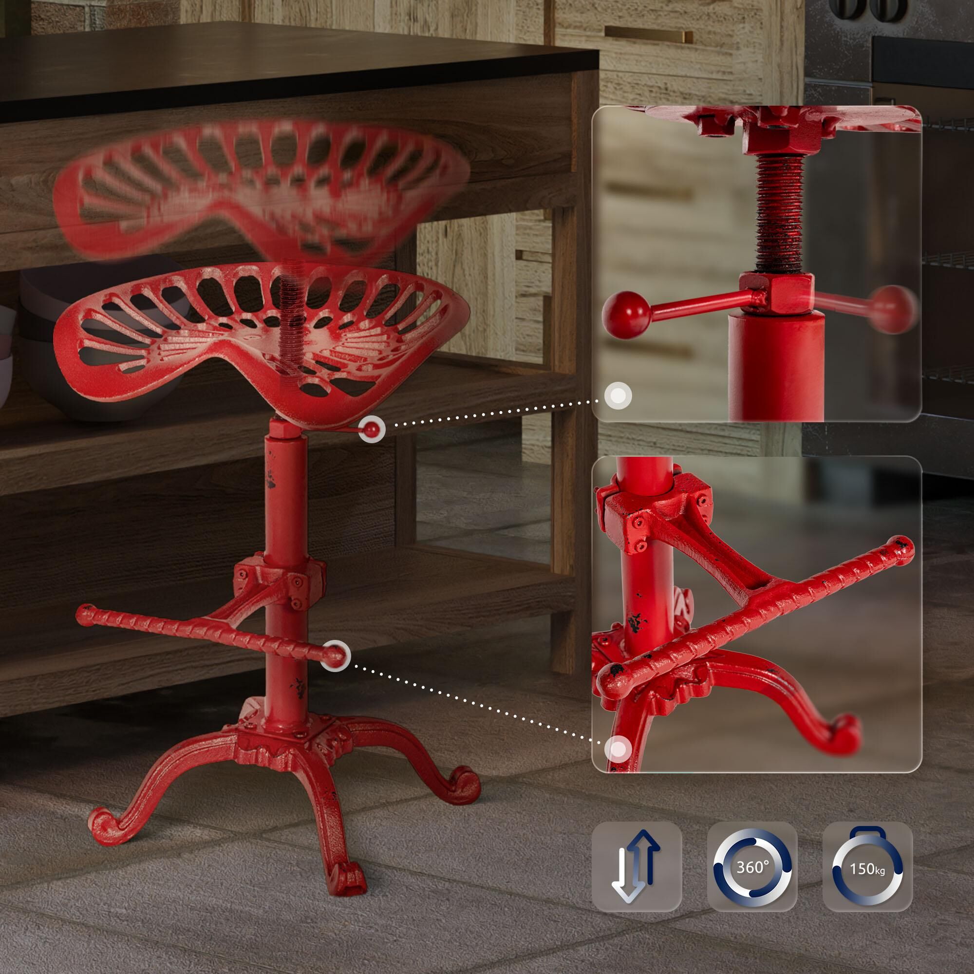 2er Set Barhocker Butch, rot