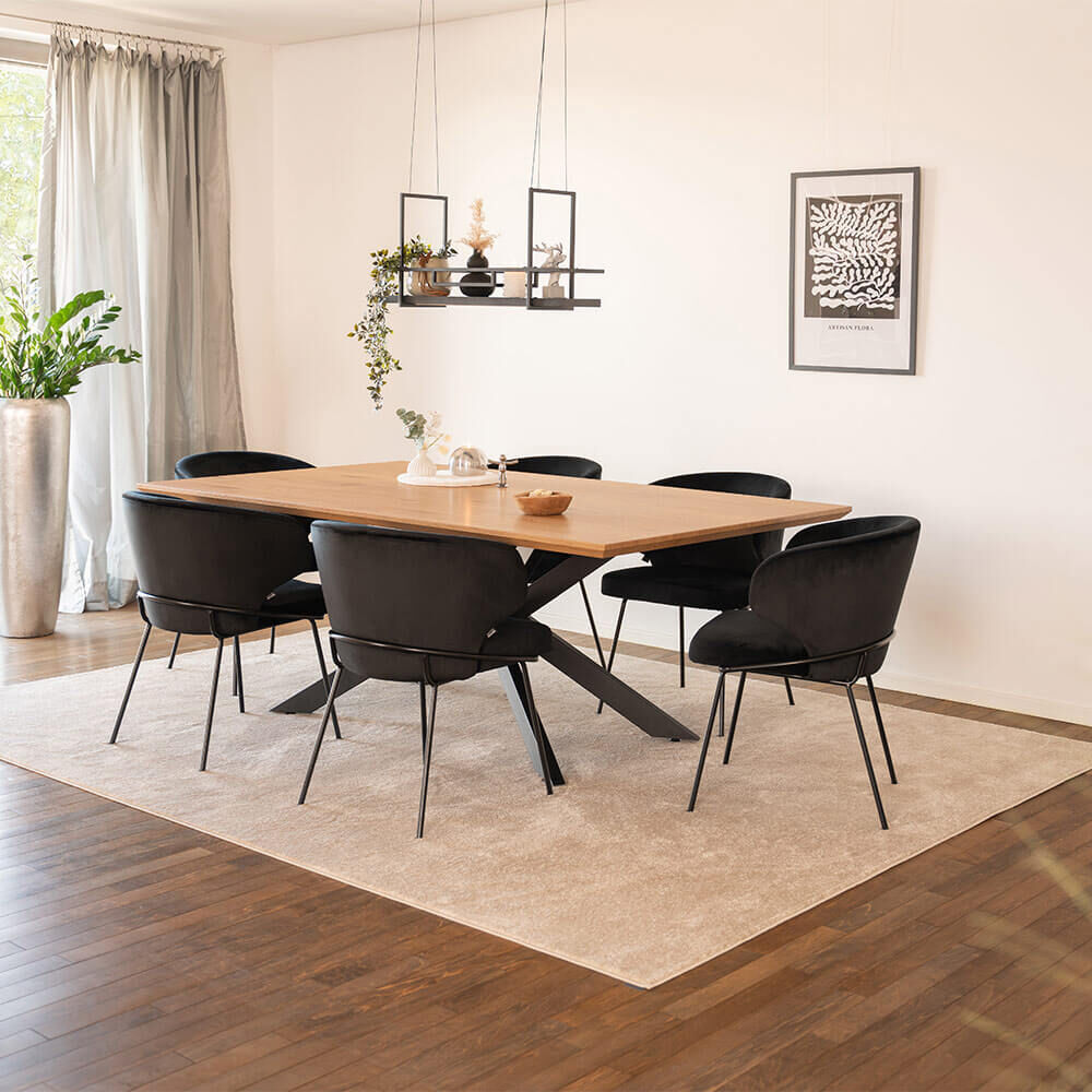 Esstisch Eckig AVENCIA inkl. Sternfuß - 200 x 120 cm Light Oak