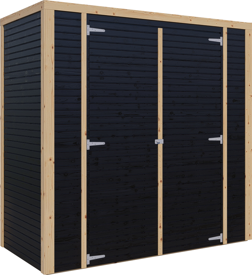 Gerätehaus Holz Box 1 schwarz/natur 207 x 103 cm