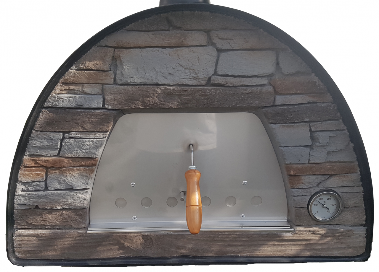 Mobiler Steinofen Maximus Arena schwarz inkl. Kaminrohr und Regenhut aus Feueraluminium