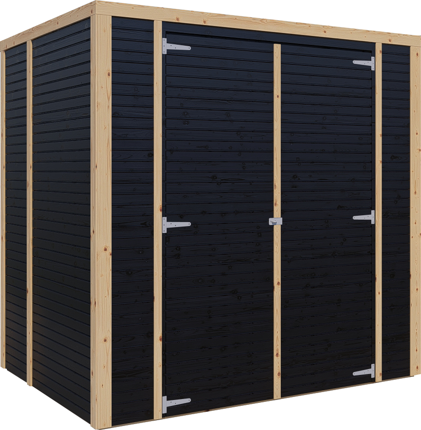 Gerätehaus Holz Box 2 schwarz/natur 207 x 156 cm