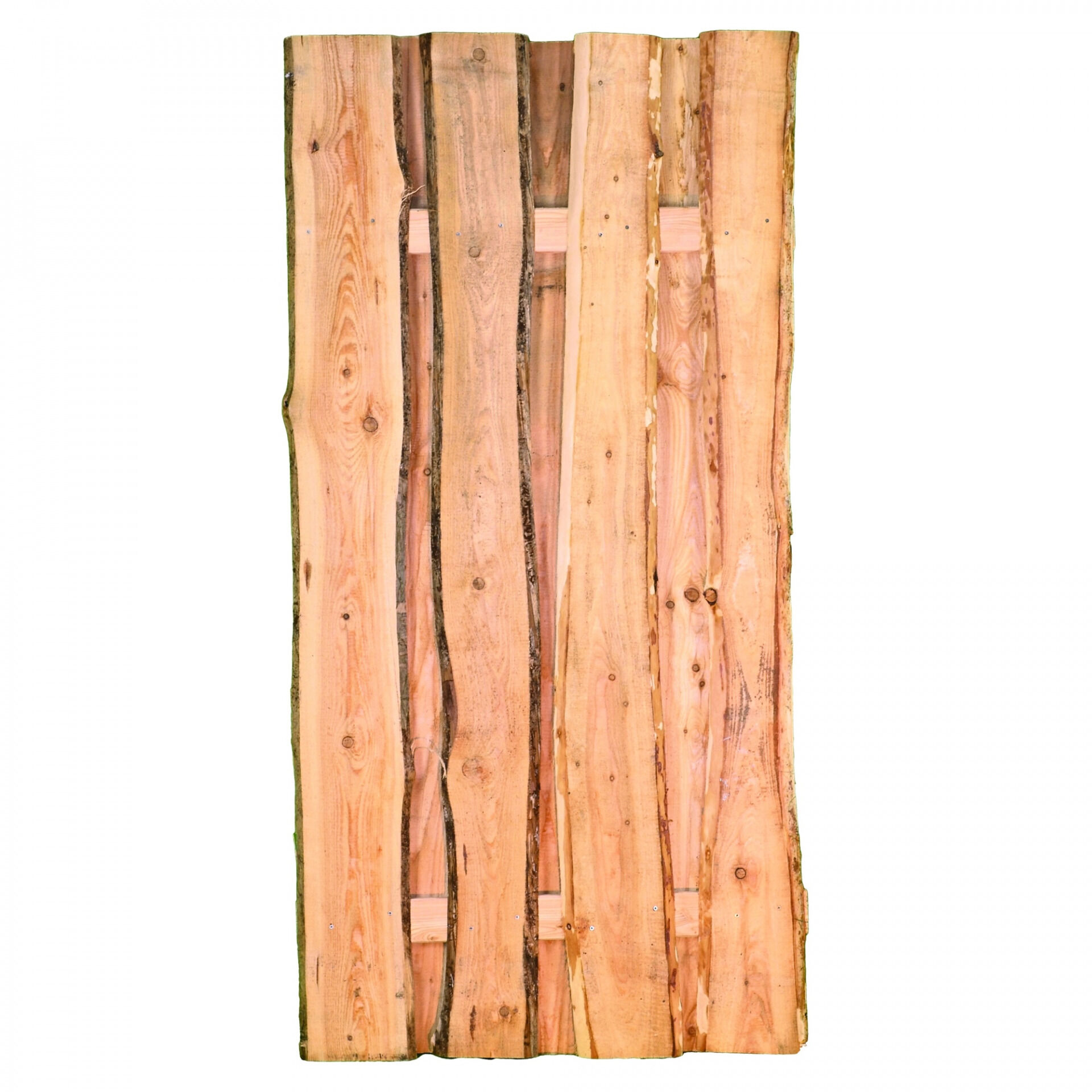 JÜTLAND-Serie Lärche, 90 x 180 cm, 90 x 180 cm, Riegel 30/80 mm, Bretter sägerau ca. 20mm mit Baumkante