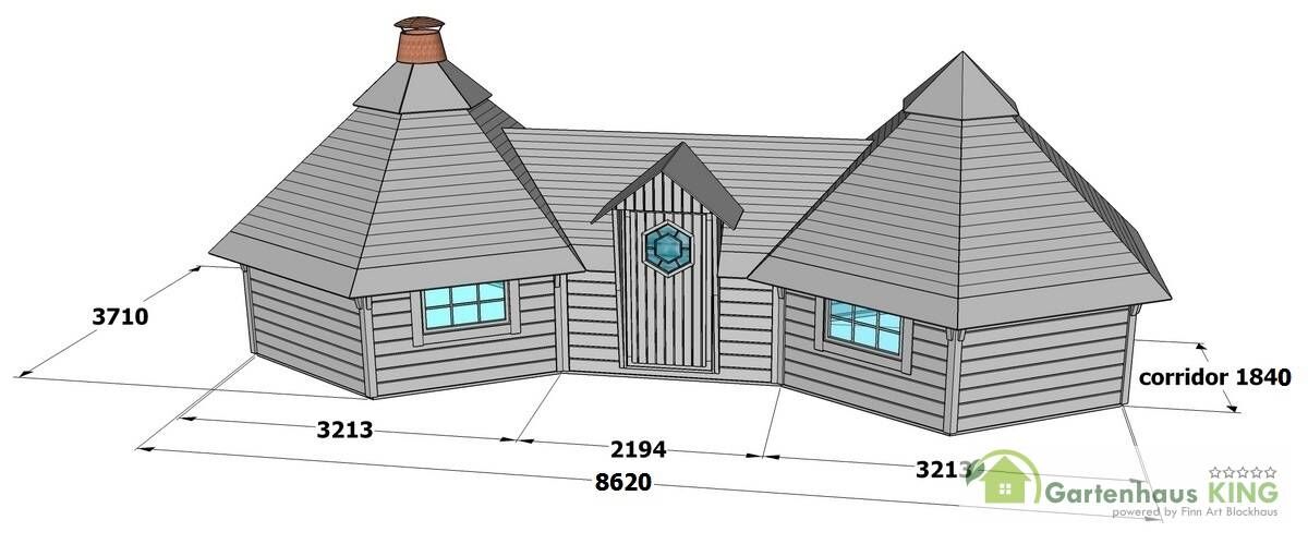 Zeichnung Finn Art Doppel-Grillkota Finnland 9,2+9,2 m²