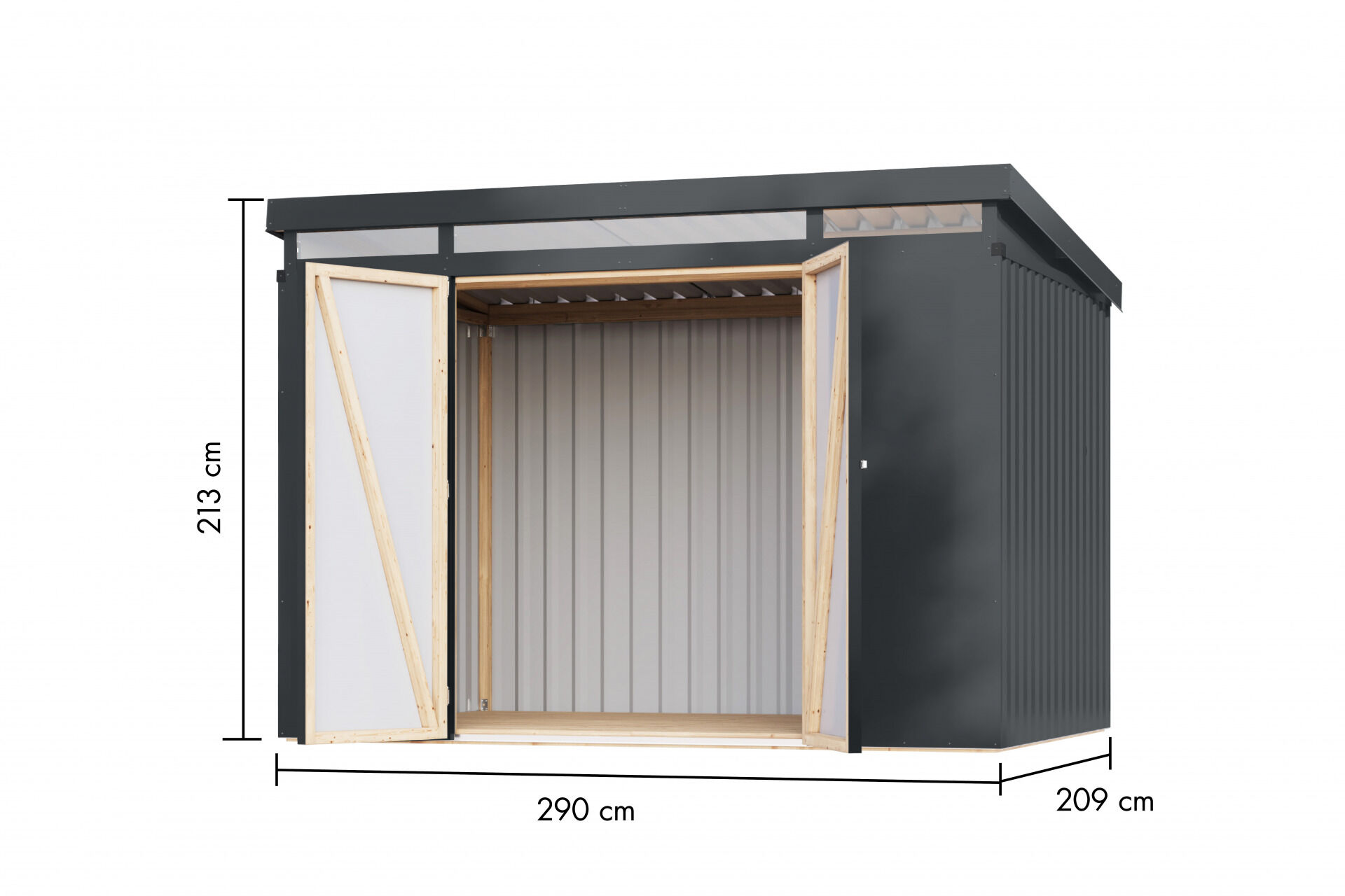 Karibu Pultdach Metall Gartenhaus Iridium 3, graualuminium