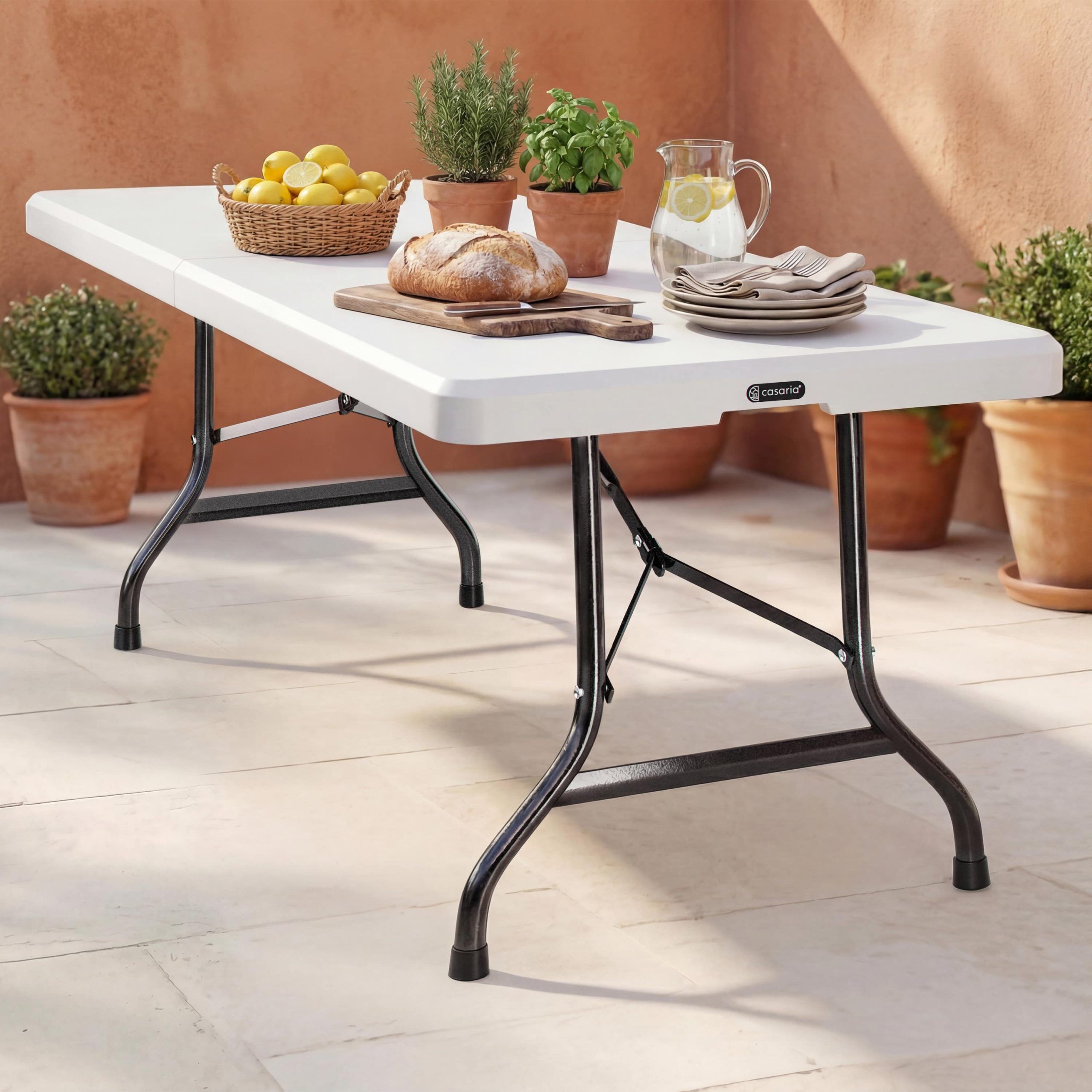 Gartentisch 2er-Set Weiß Kunststoff 183x76x74cm klappbar