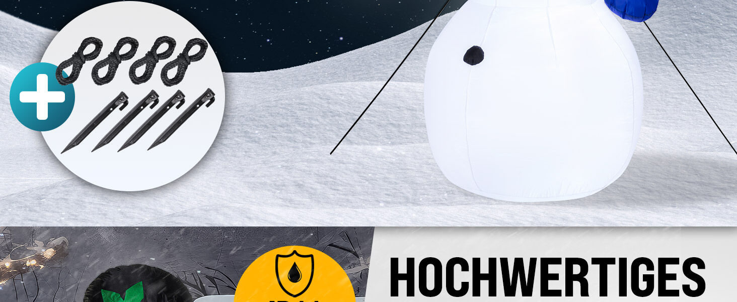 Aufblasbare Weihnachtsdeko Schneemann mit 20 LEDs