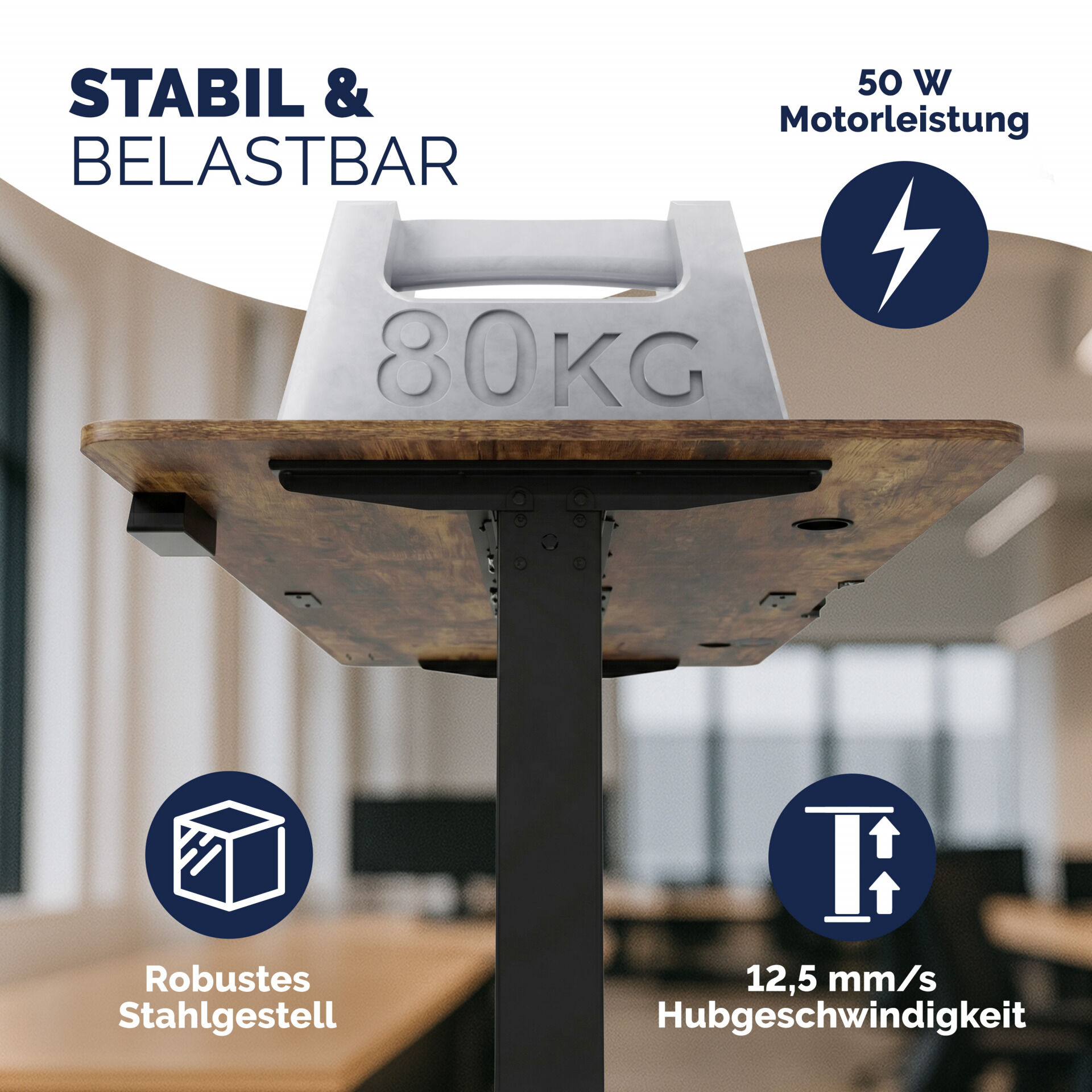 Höhenverstellbarer Schreibtisch Braun 120x60x72-117cm