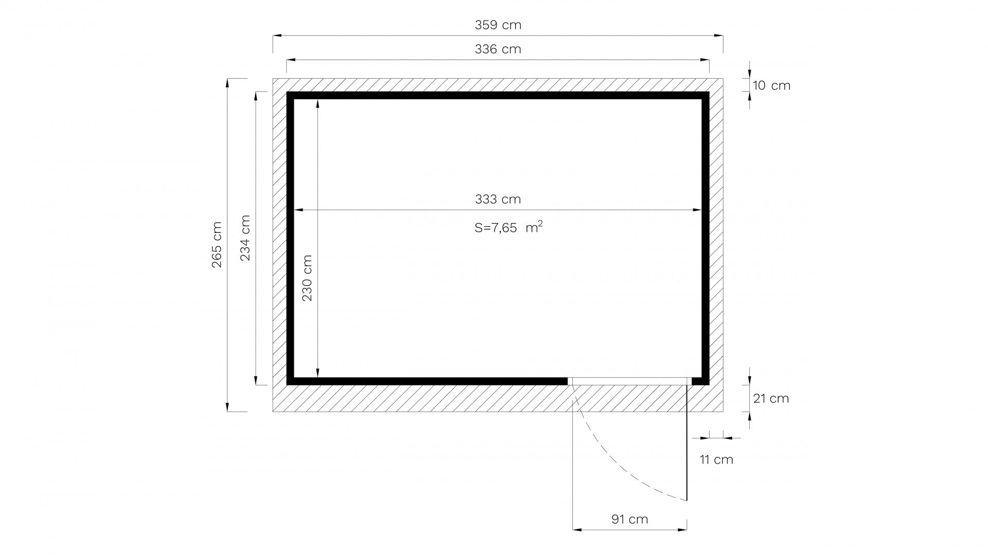 Gartenhaus Holz Pentus 3 Office naturbelassen 333 x 230 cm