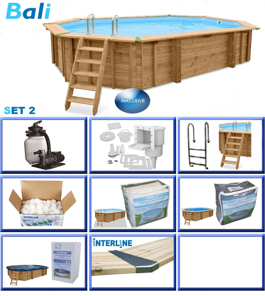 Interline Holzpool Bali 640x400x138 cm, Basic Set