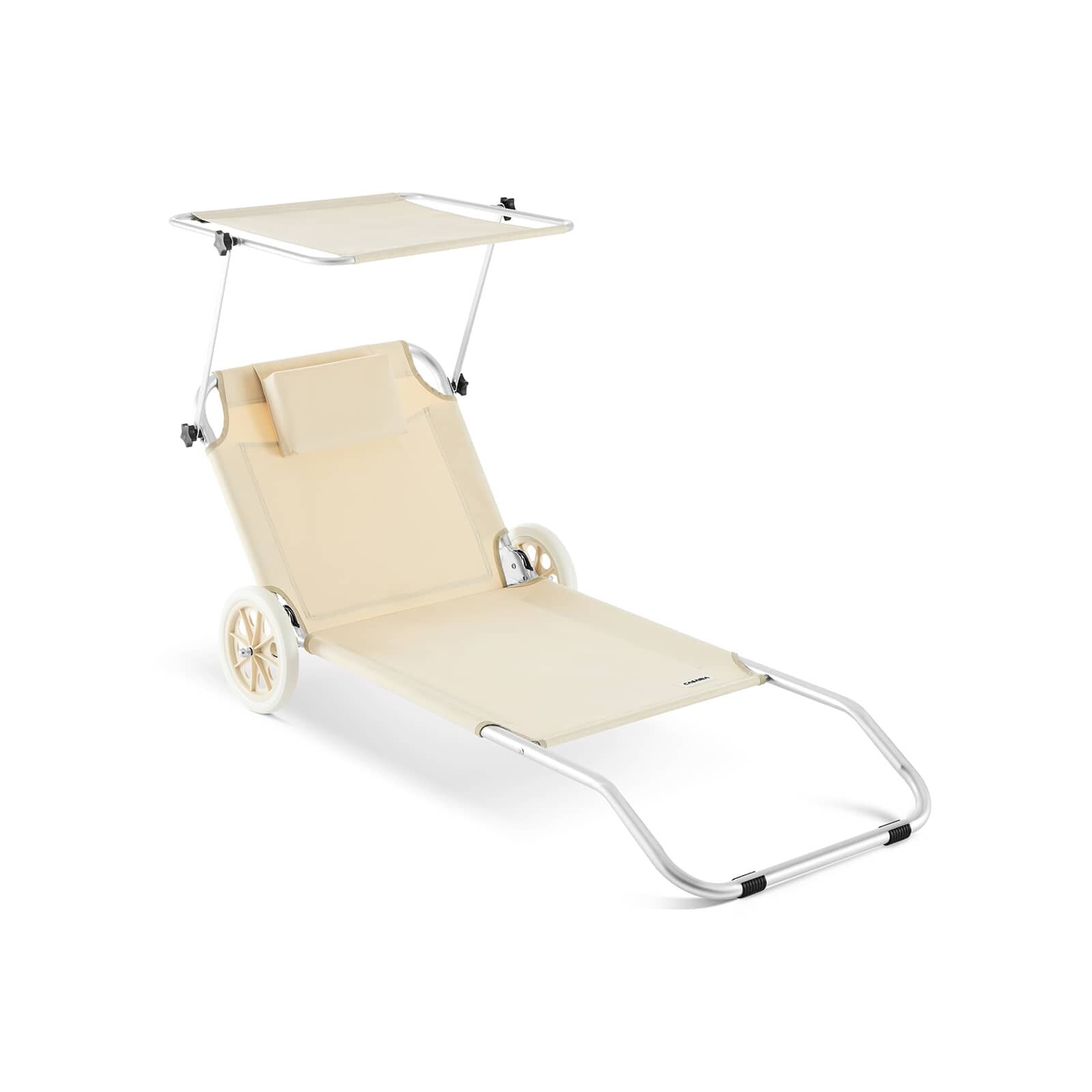 Gartenliege Kreta Beige Alu mit Rollen